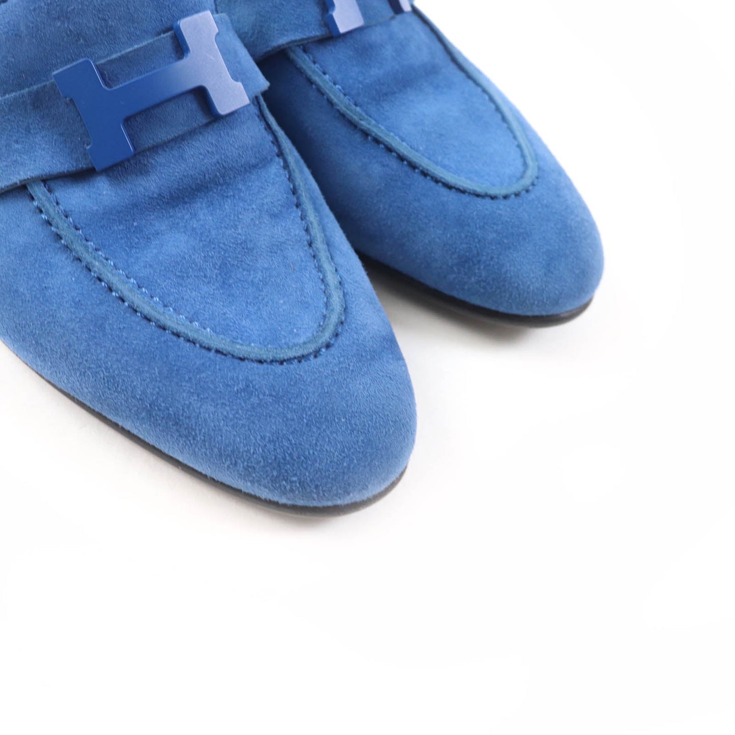 HERMES loafers 221065Z Suede leather blue Constance 36.5