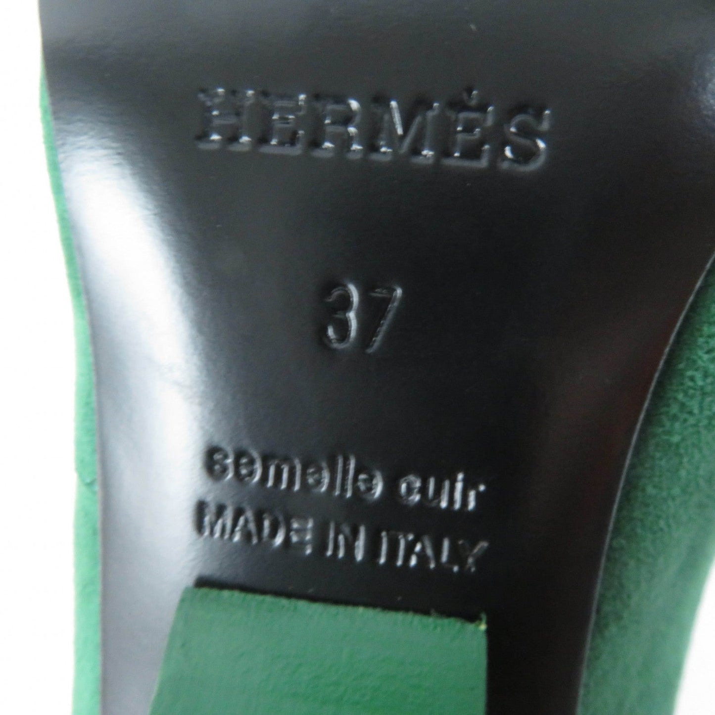 HERMES pumps 222283Z Suede leather green 37