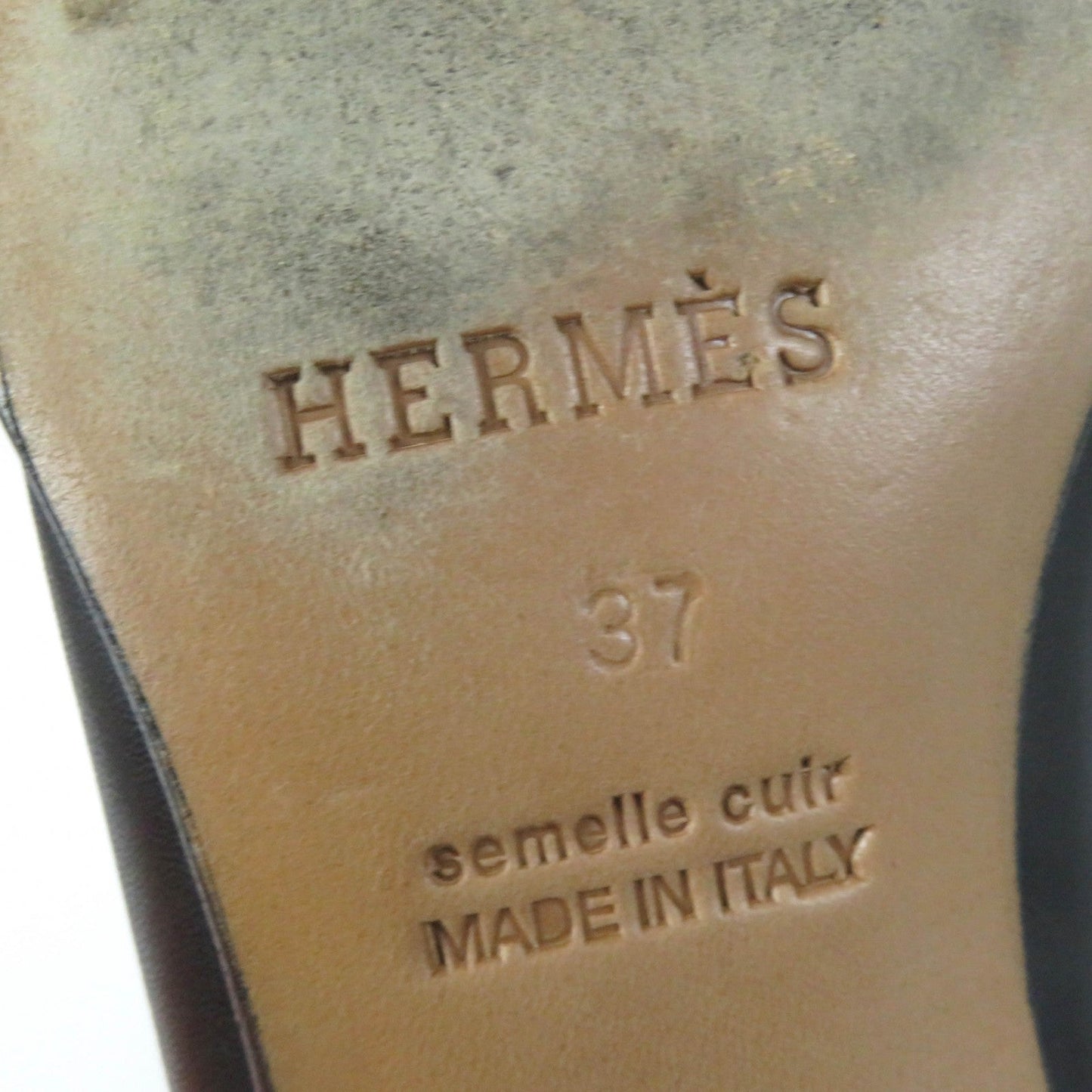 HERMES Knee-high boots leather black 37