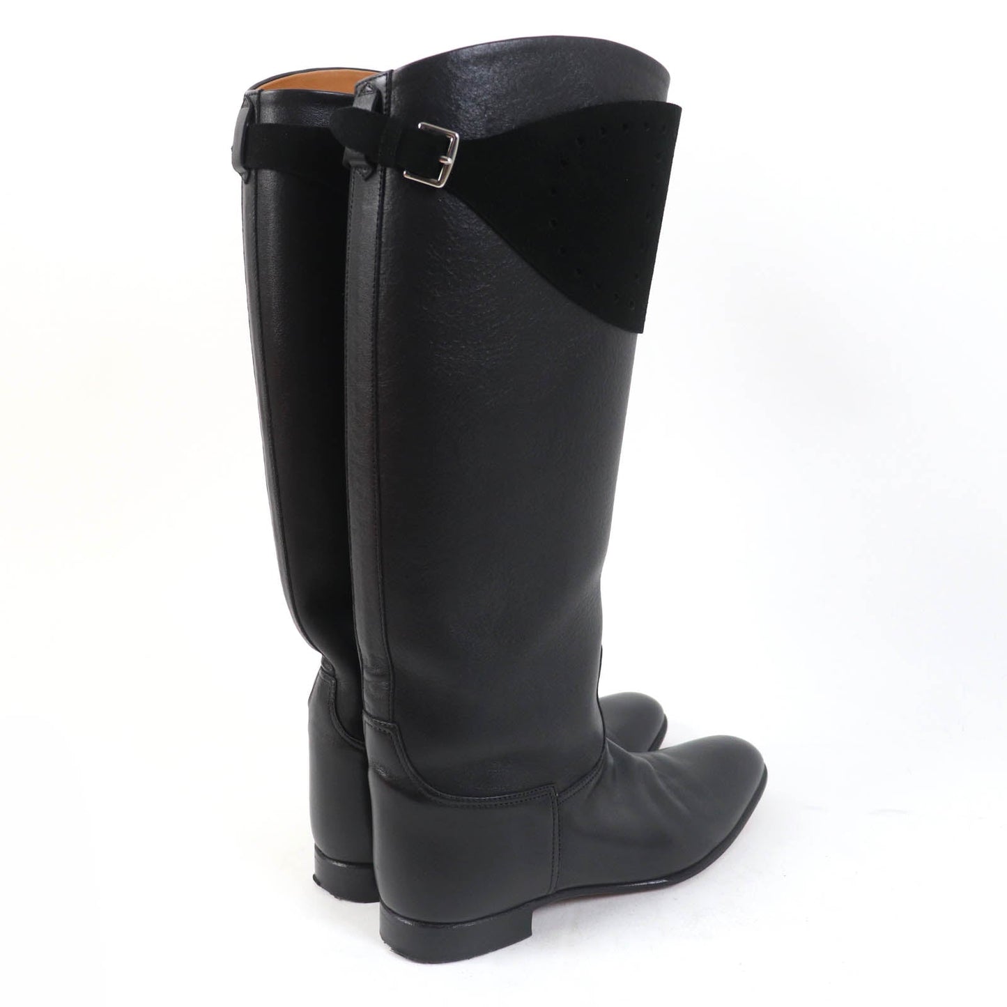 HERMES Knee-high boots leather black 37