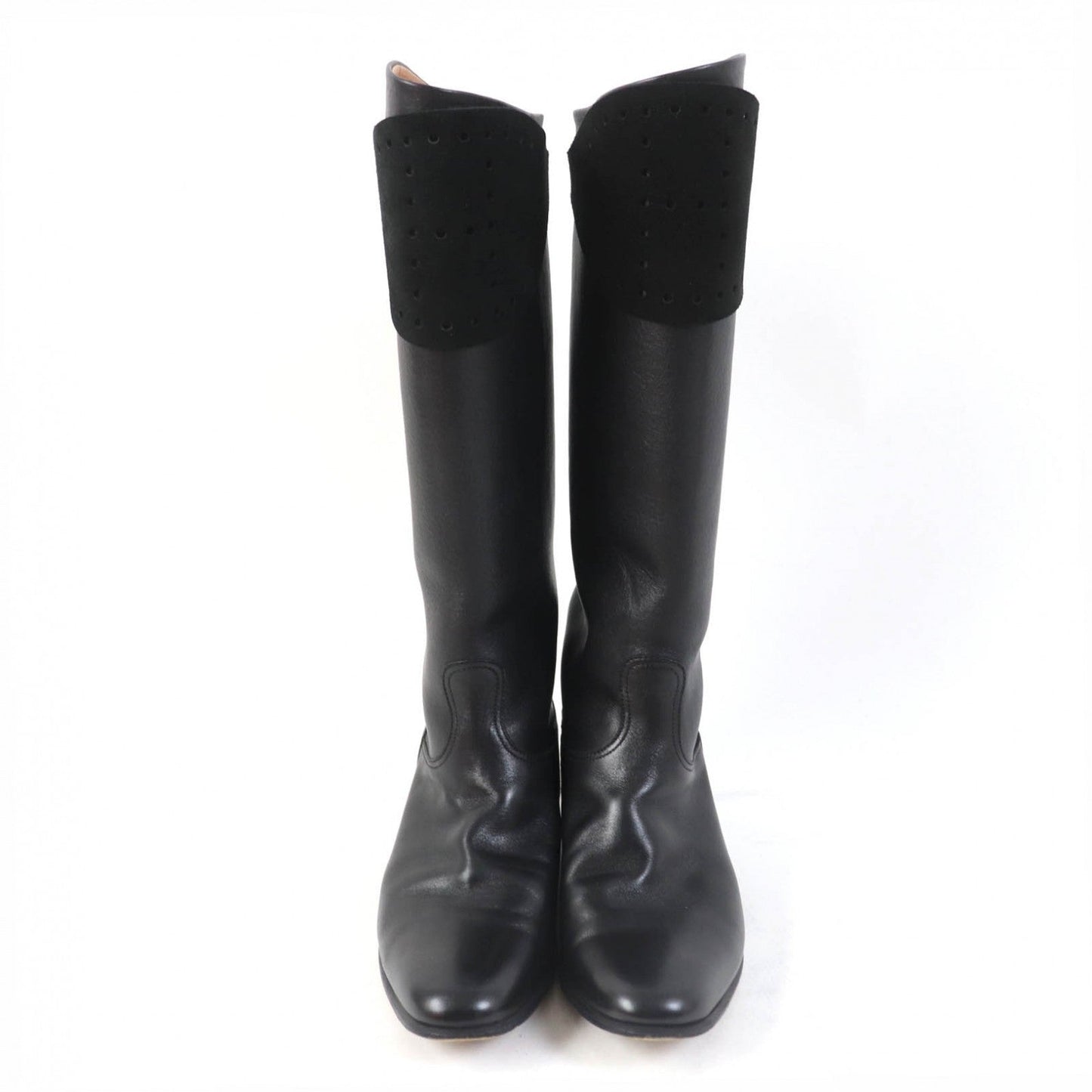 HERMES Knee-high boots leather black 37