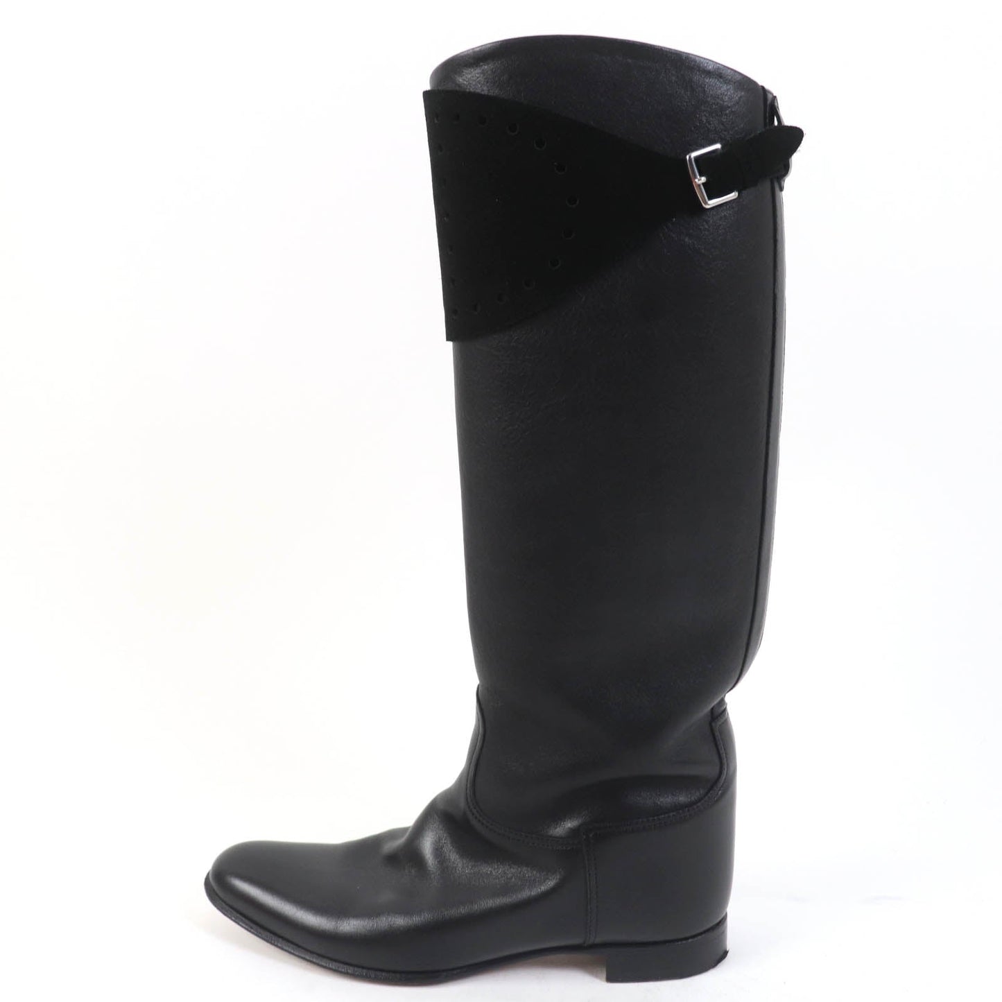 HERMES Knee-high boots leather black 37