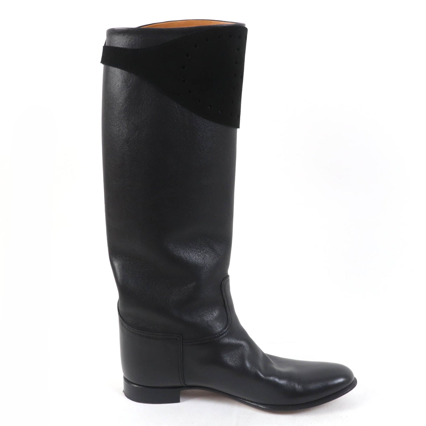 HERMES Knee-high boots leather black 37
