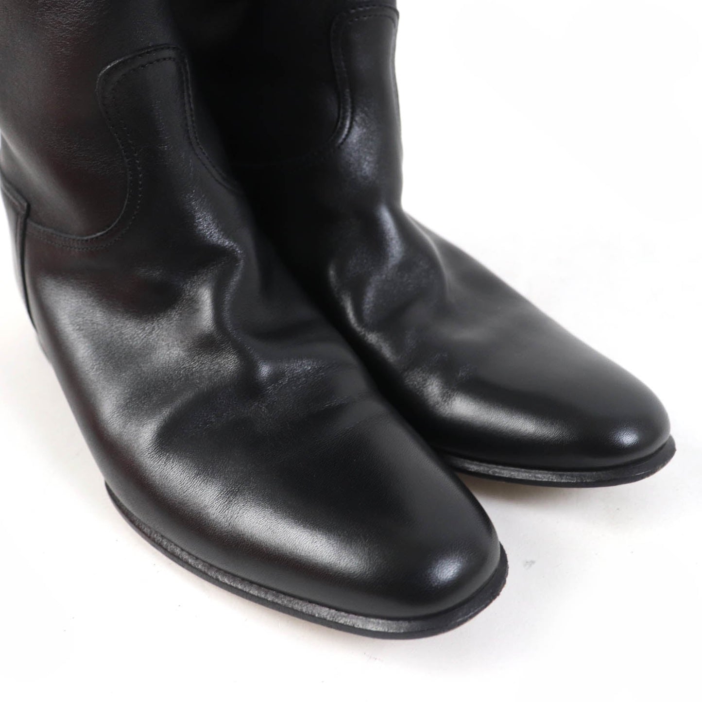 HERMES Knee-high boots leather black 37