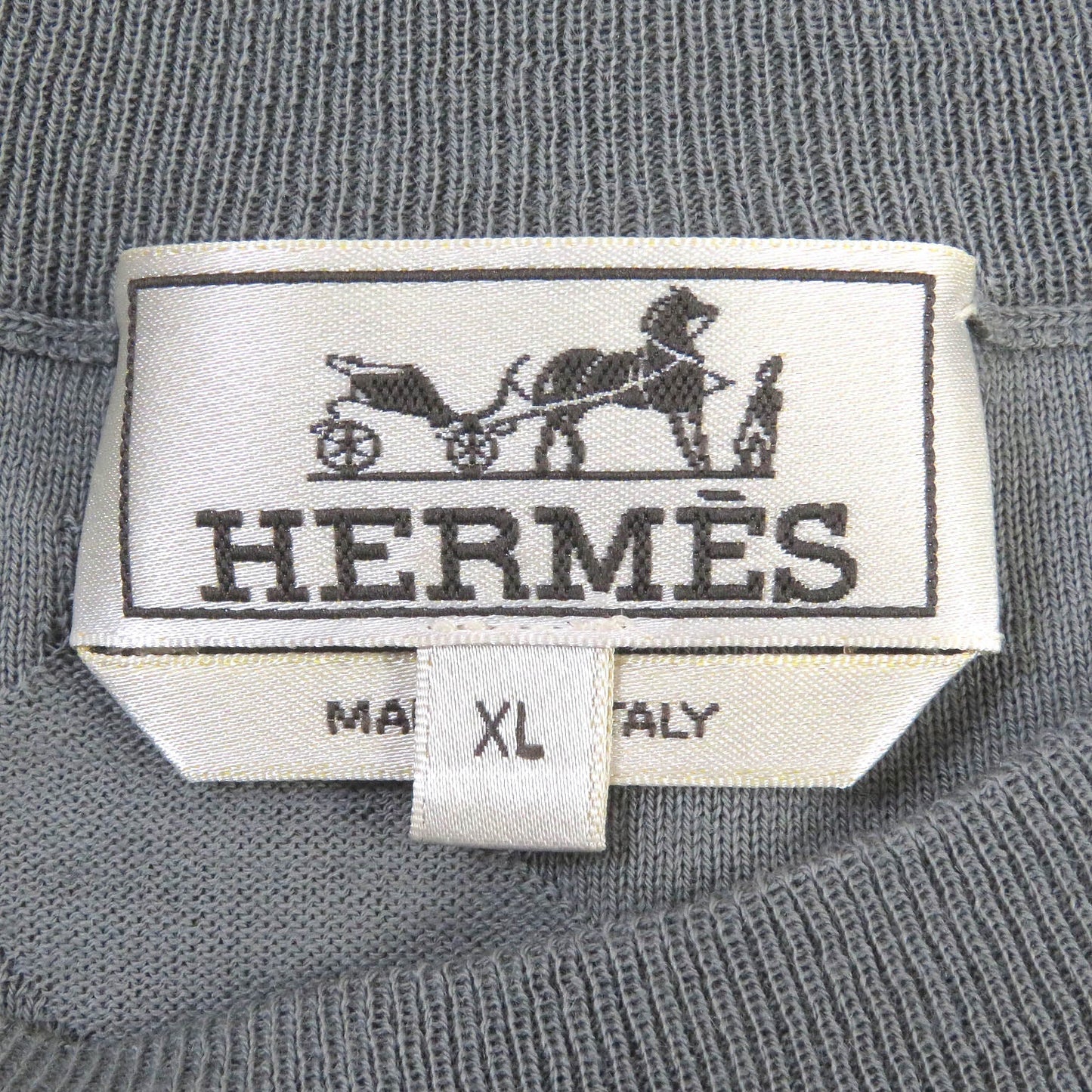 HERMES Short sleeve knit wool gray XL