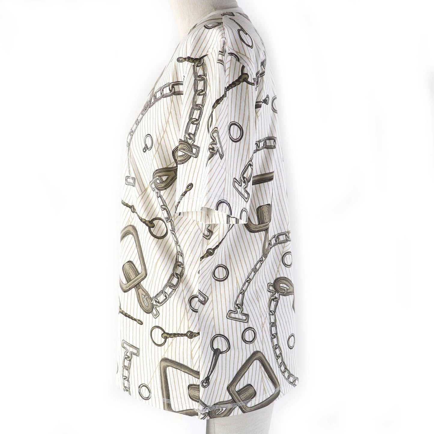 HERMES Short sleeve T-shirt 4H4648DH cotton White Brown type Kaleidoscope Effect 44