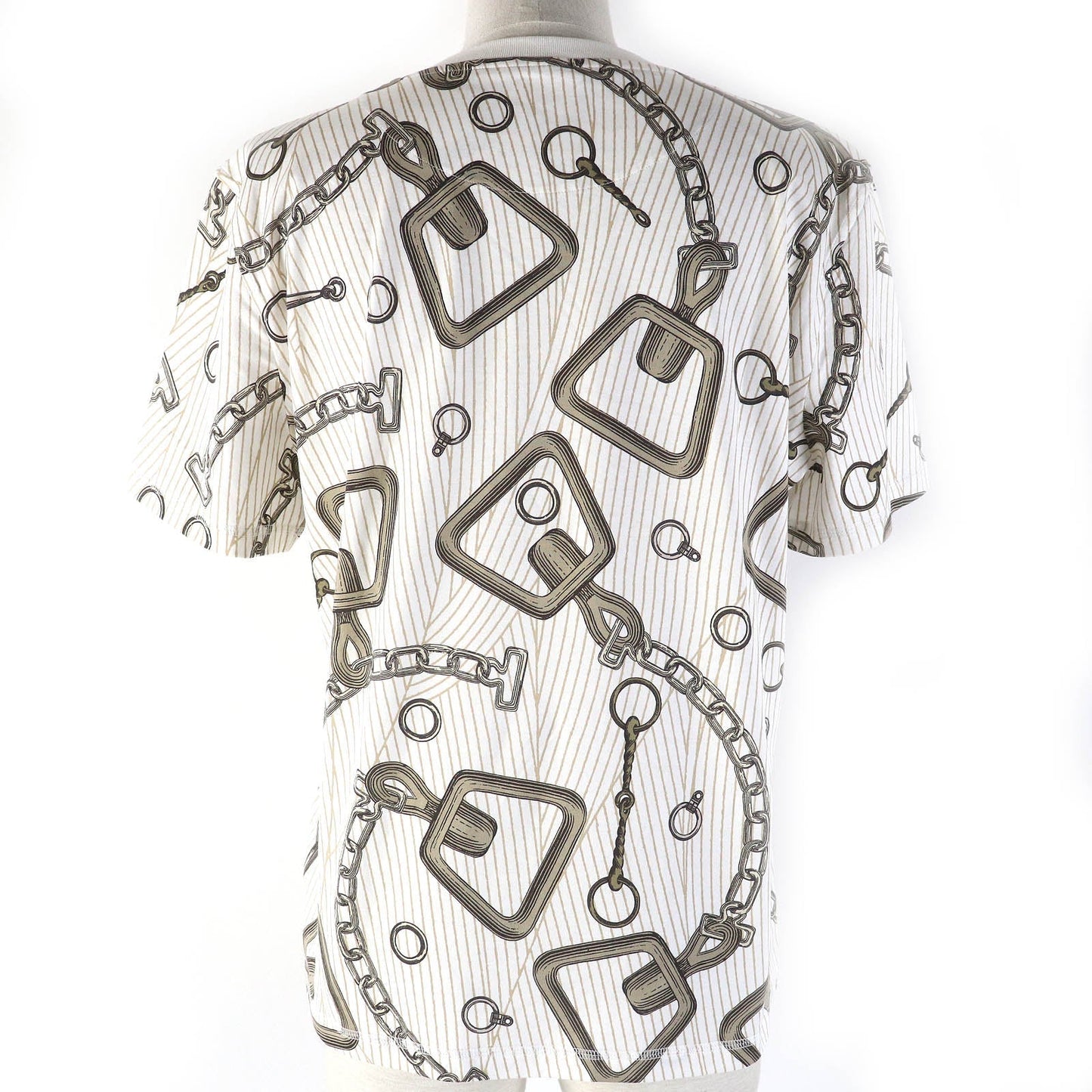 HERMES Short sleeve T-shirt 4H4648DH cotton White Brown type Kaleidoscope Effect 44