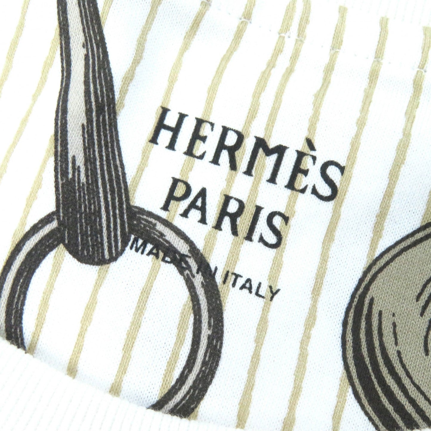 HERMES Short sleeve T-shirt 4H4648DH cotton White Brown type Kaleidoscope Effect 44