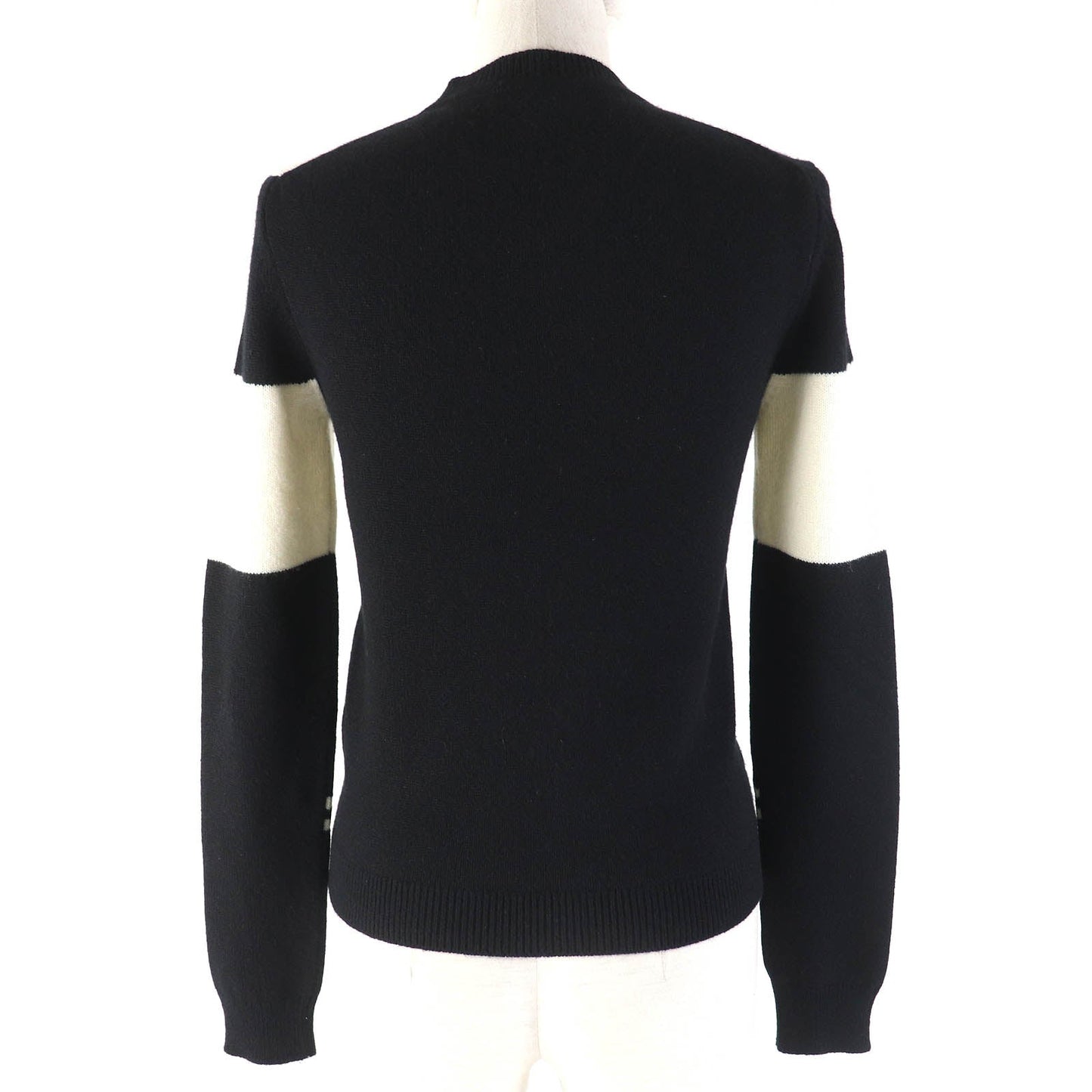 HERMES cardigan cashmere Black White 34