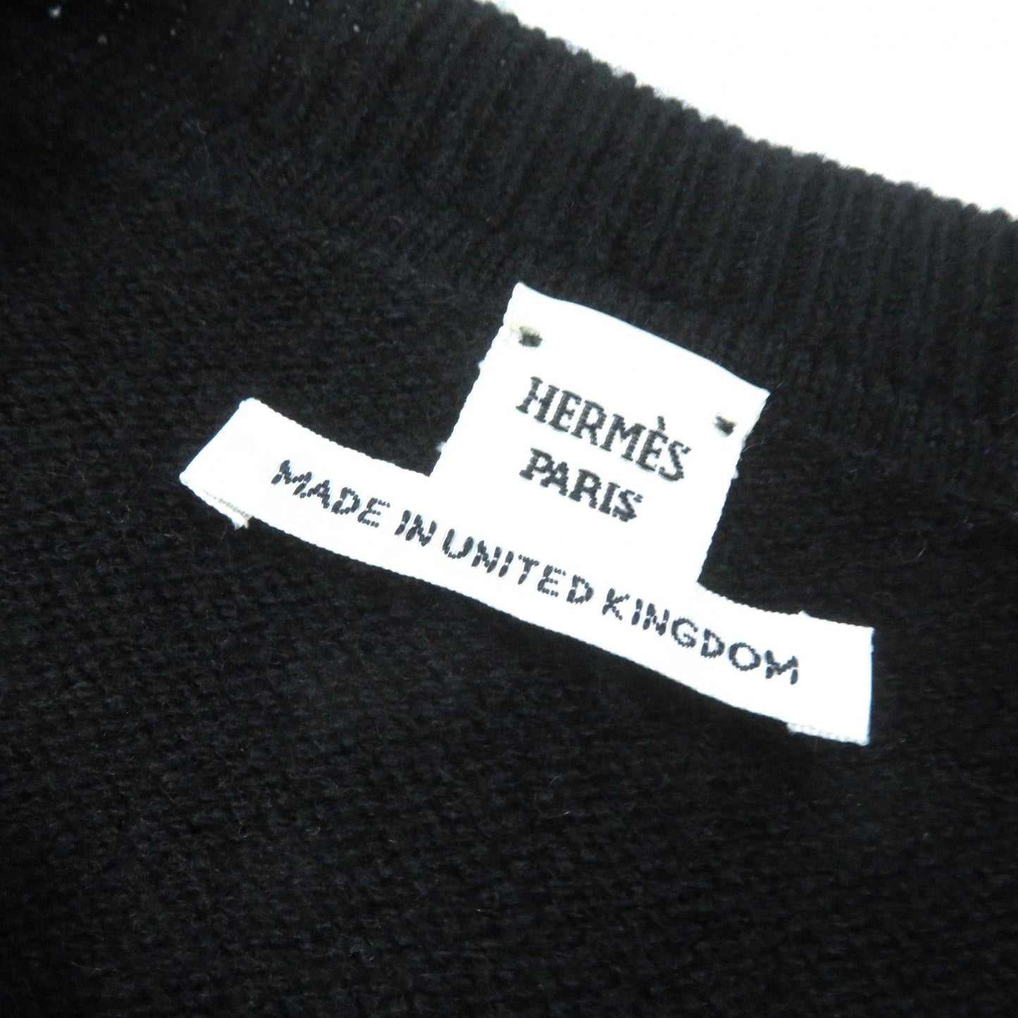 HERMES cardigan cashmere Black White 34