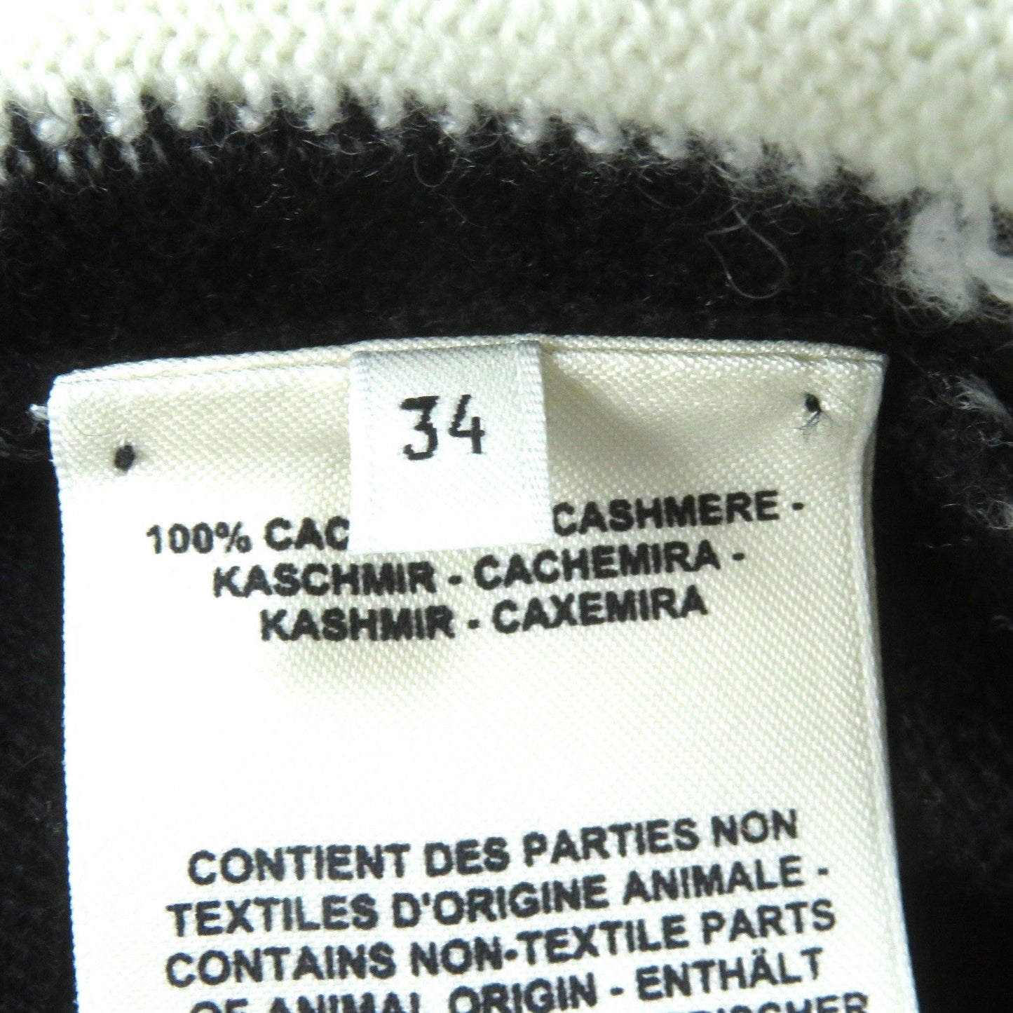 HERMES cardigan cashmere Black White 34