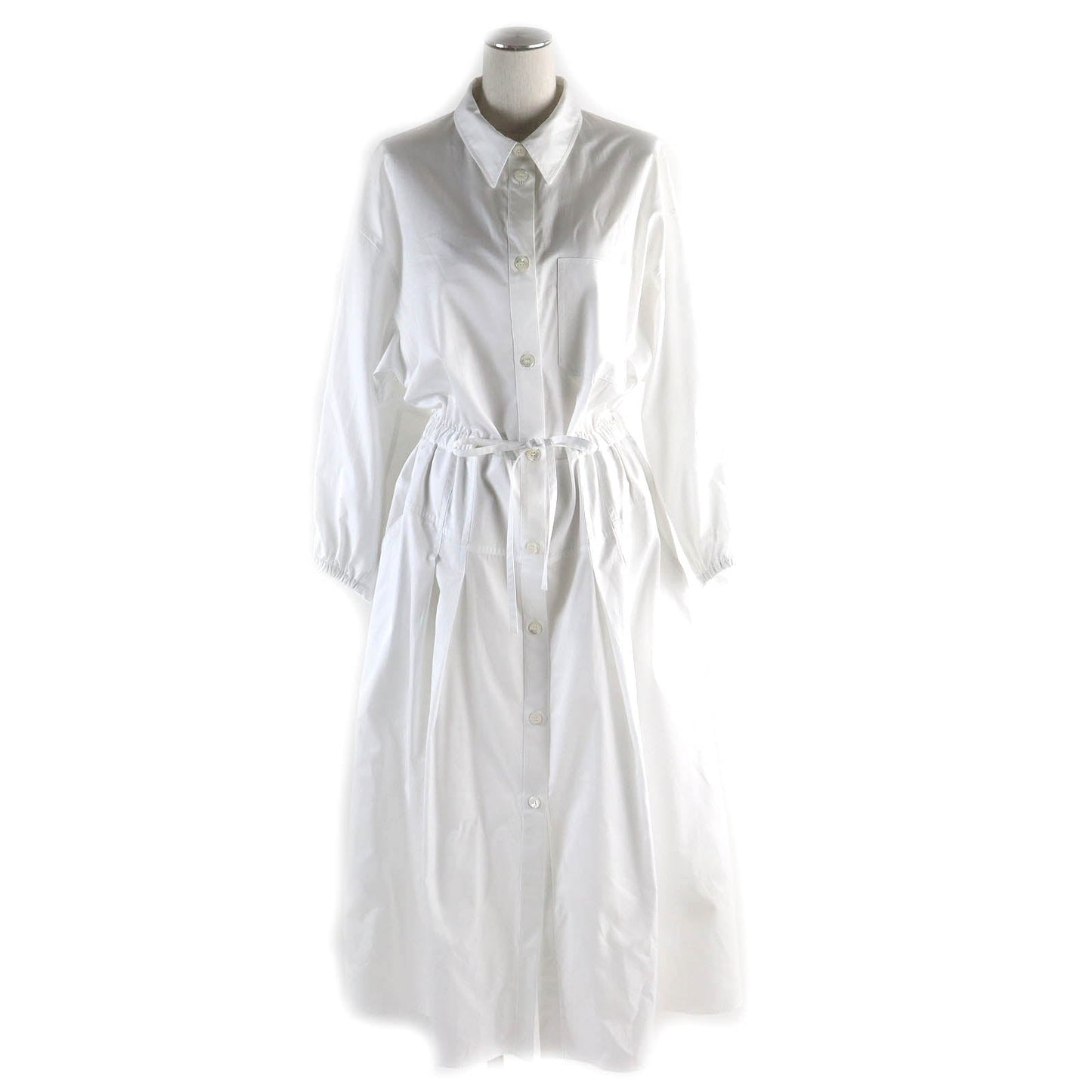 HERMES one piece 4E0546DV cotton white shirt dress 42