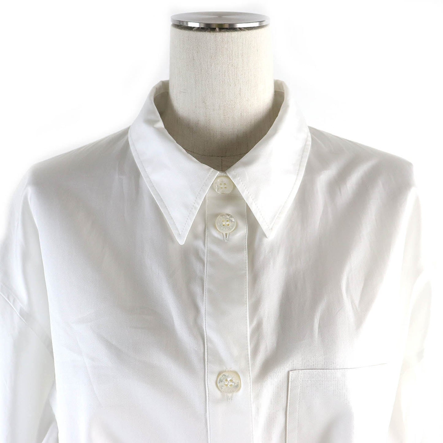 HERMES one piece 4E0546DV cotton white shirt dress 42