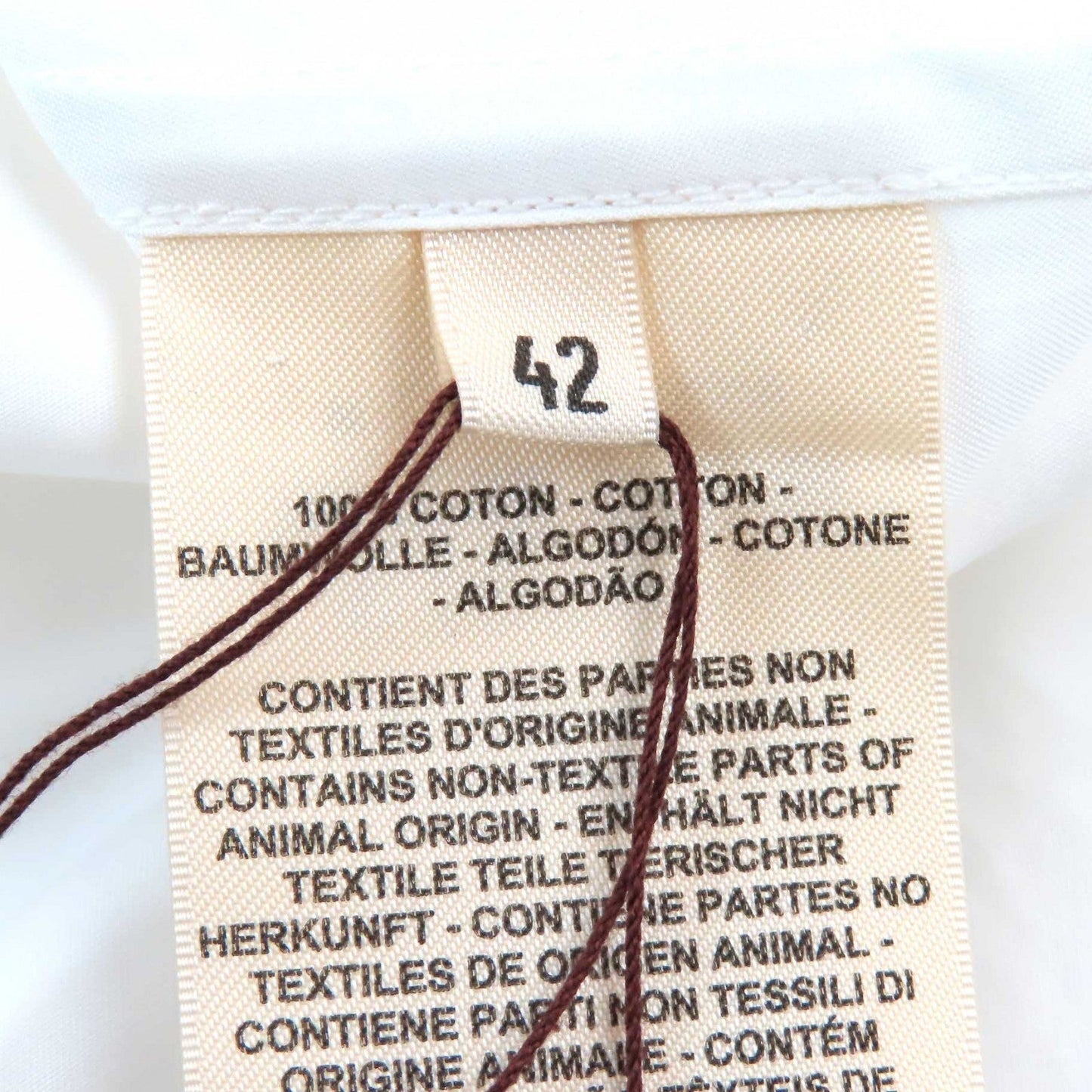 HERMES one piece 4E0546DV cotton white shirt dress 42
