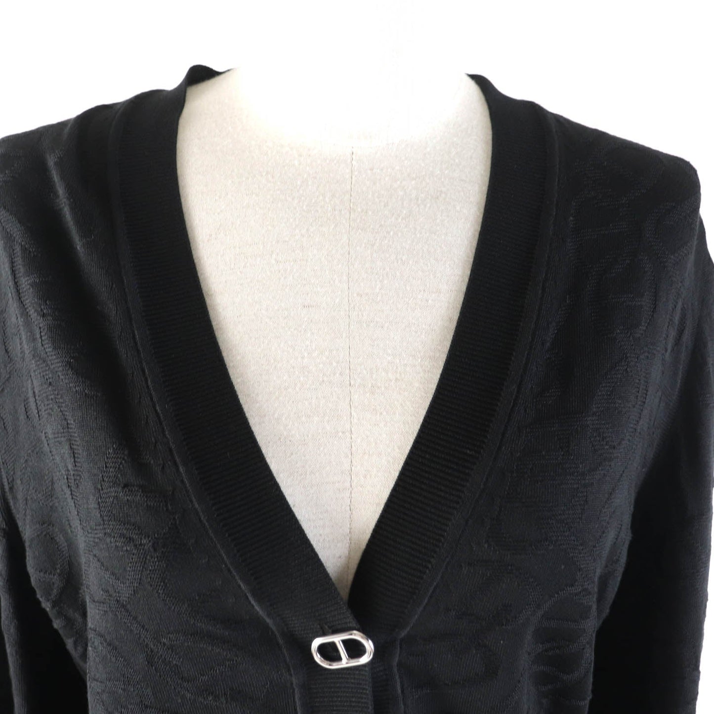 HERMES cardigan 4E2730DC silk black NAOUSS 38