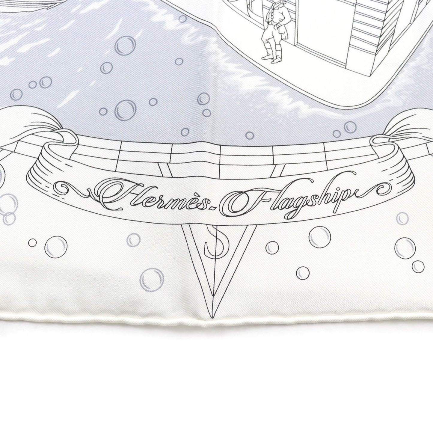 HERMES scarf silk BLANC/NOIR/GRIS Carre90 HERMES FLAGSHIP Hermes Flagship