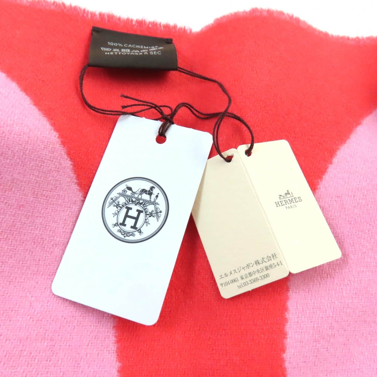 HERMES Scarf Main: 100% cashmere pink Women Used