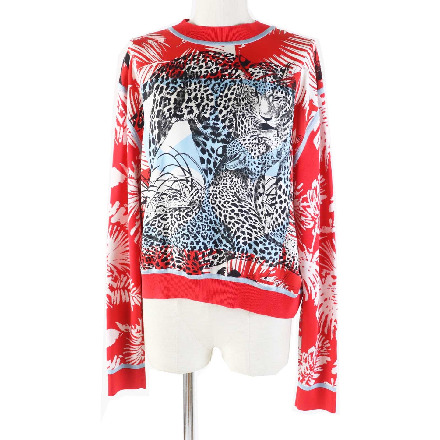 HERMES tops 3E2816D3 silk Red JUNGLE LOVE 36