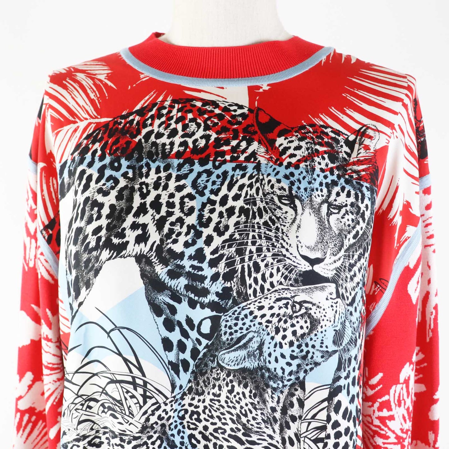 HERMES tops 3E2816D3 silk Red JUNGLE LOVE 36