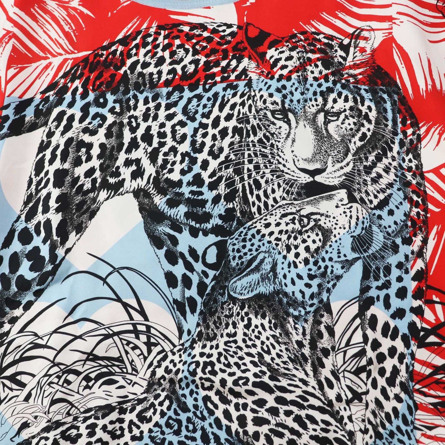 HERMES tops 3E2816D3 silk Red JUNGLE LOVE 36