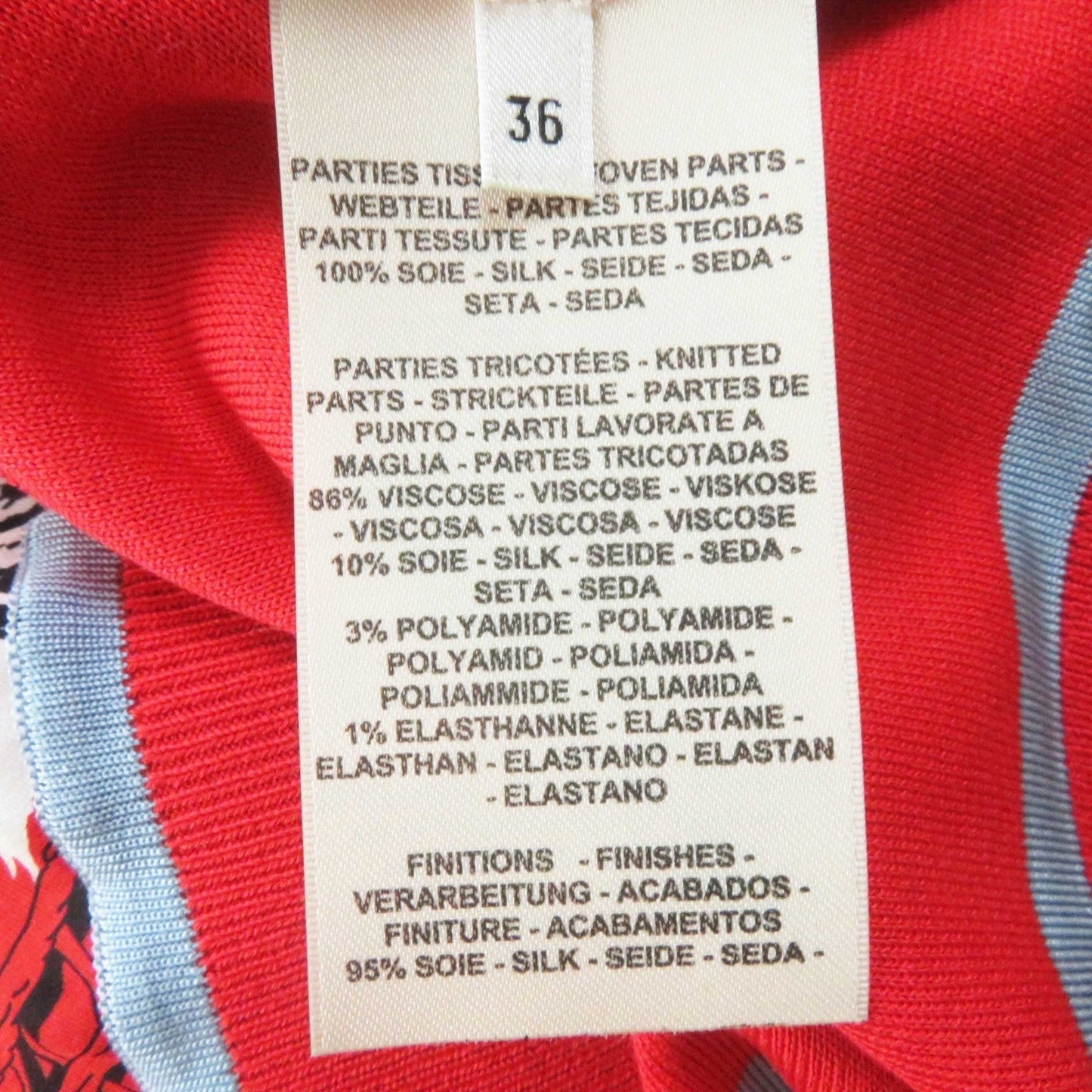 HERMES tops 3E2816D3 silk Red JUNGLE LOVE 36