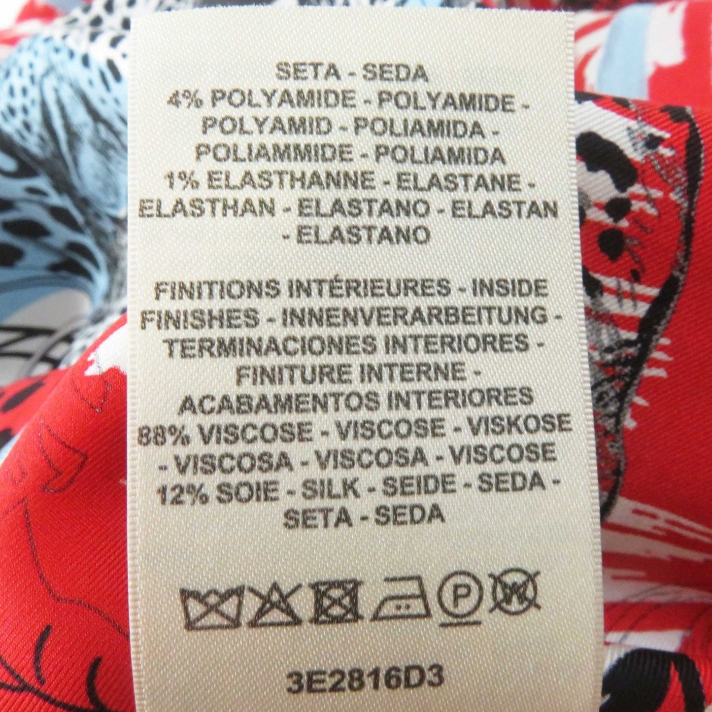 HERMES tops 3E2816D3 silk Red JUNGLE LOVE 36
