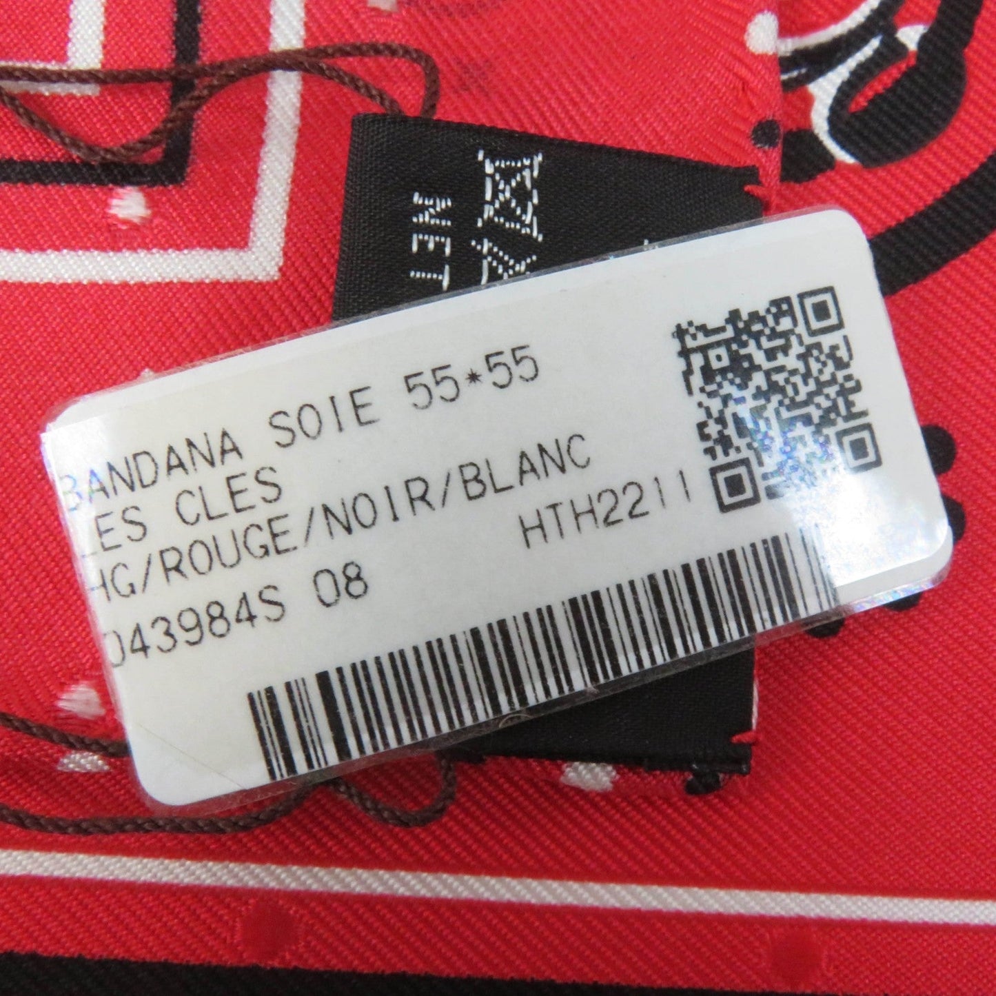 HERMES scarf silk Rouge Noir Blanc Carre55 LES CLES Les Clés Key
