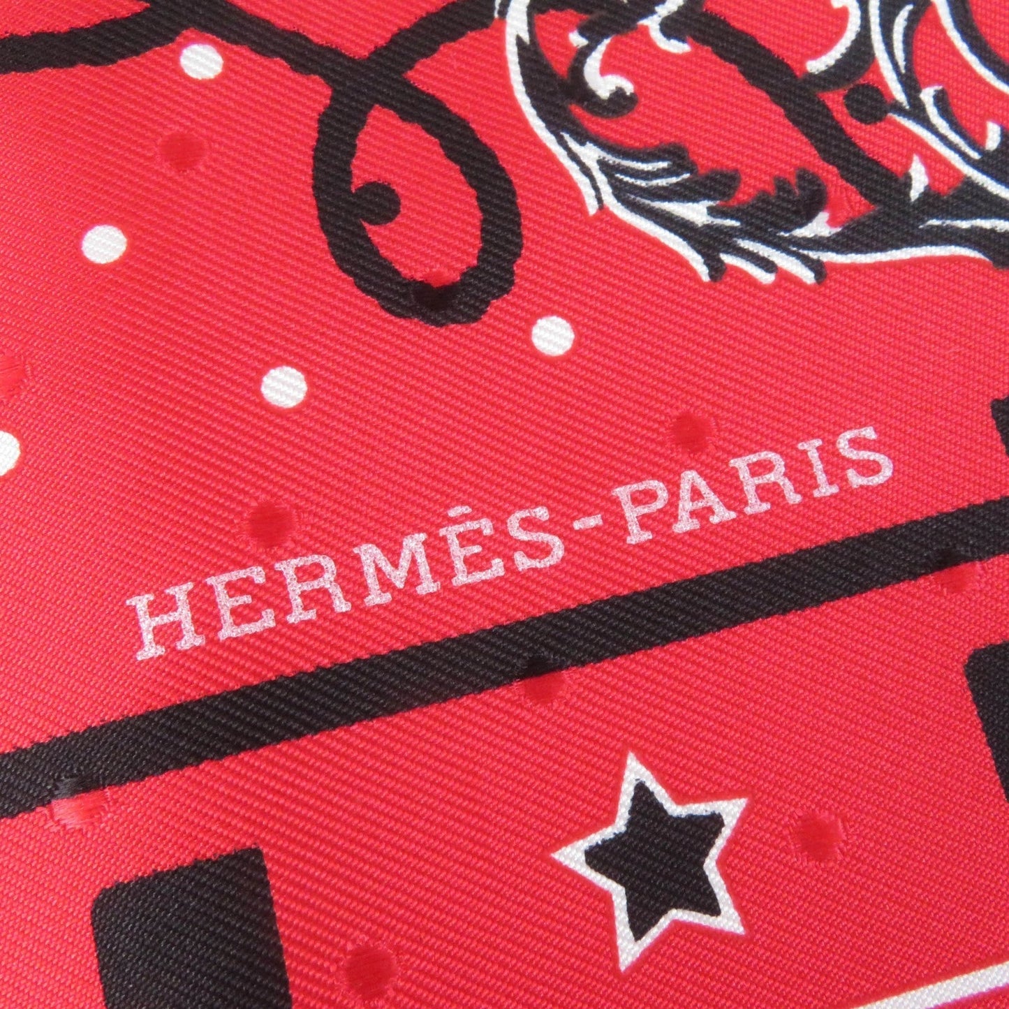 HERMES scarf silk Rouge Noir Blanc Carre55 LES CLES Les Clés Key