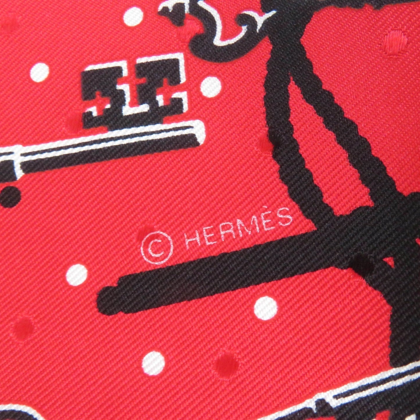 HERMES scarf silk Rouge Noir Blanc Carre55 LES CLES Les Clés Key