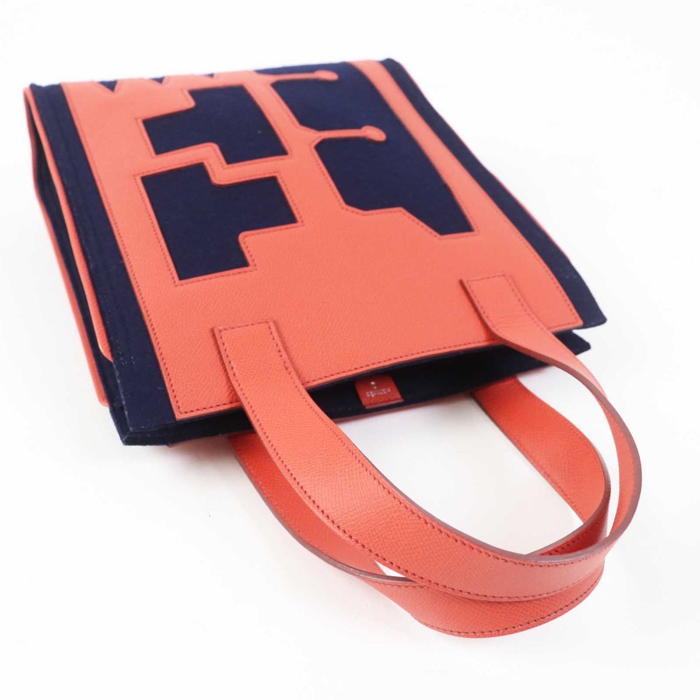 HERMES Tote Bag Main: Epsom, felt Coral Pink Navy Petit h Women Used