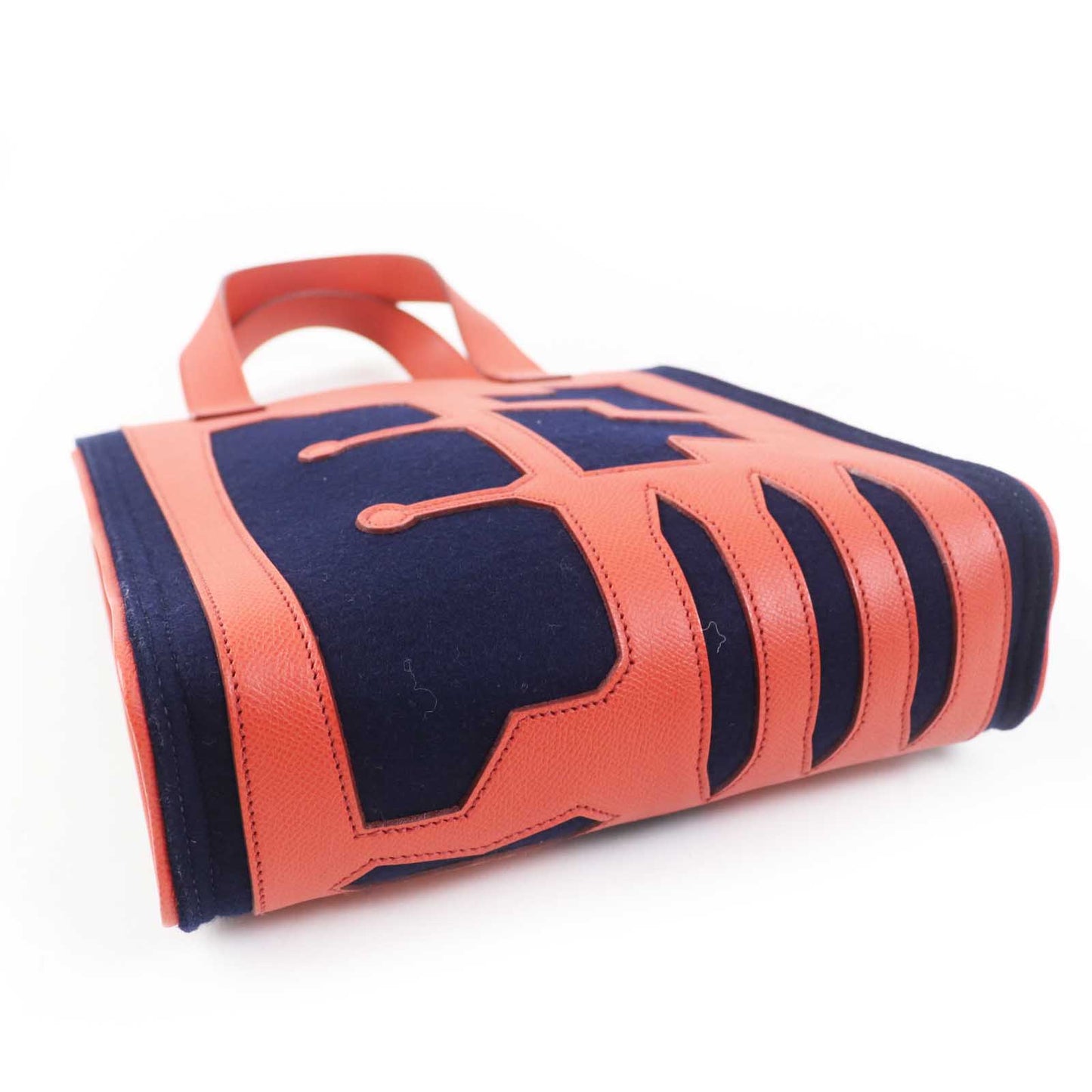 HERMES Tote Bag Main: Epsom, felt Coral Pink Navy Petit h Women Used