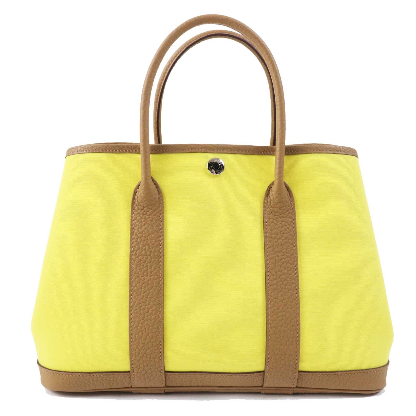 HERMES Handbag Toile Officier Negonda Lime Biscuit Garden party TPM 30