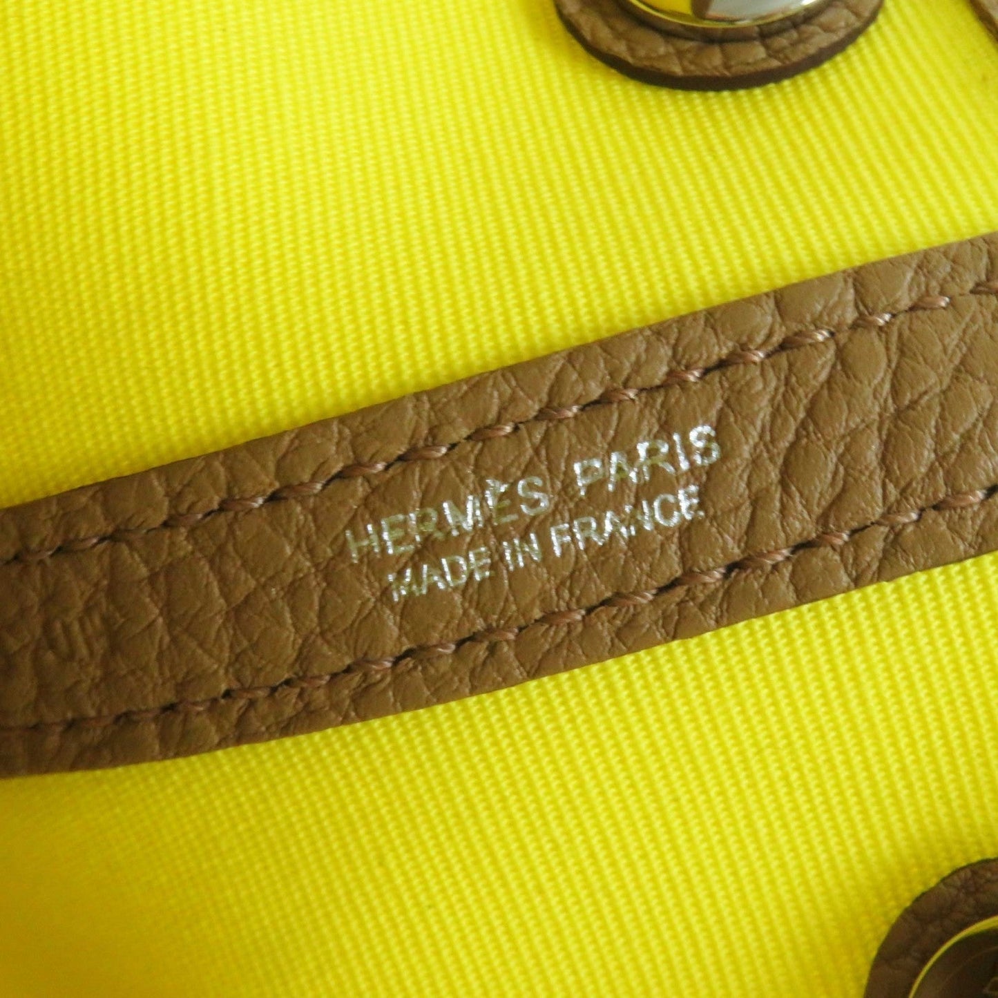 HERMES Handbag Toile Officier Negonda Lime Biscuit Garden party TPM 30