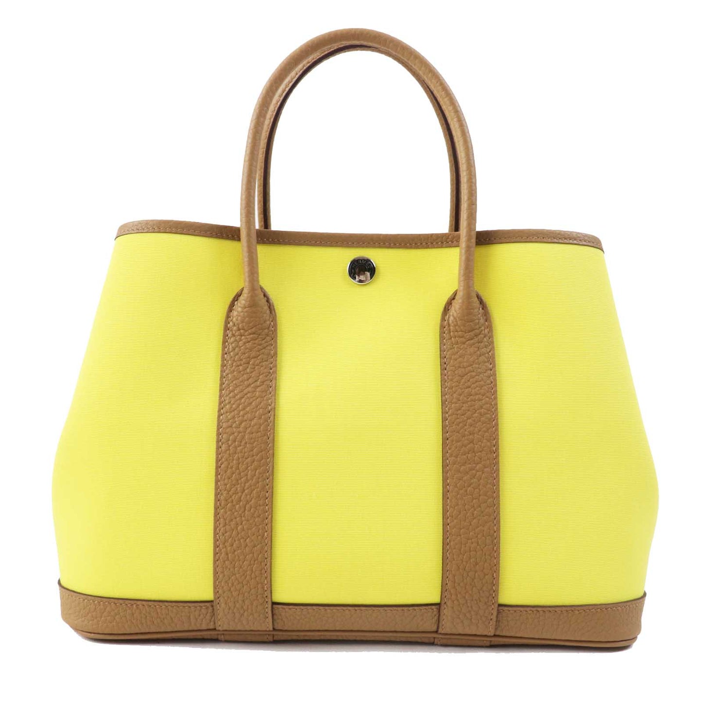 HERMES Handbag Toile Officier Negonda Lime Biscuit Garden party TPM 30
