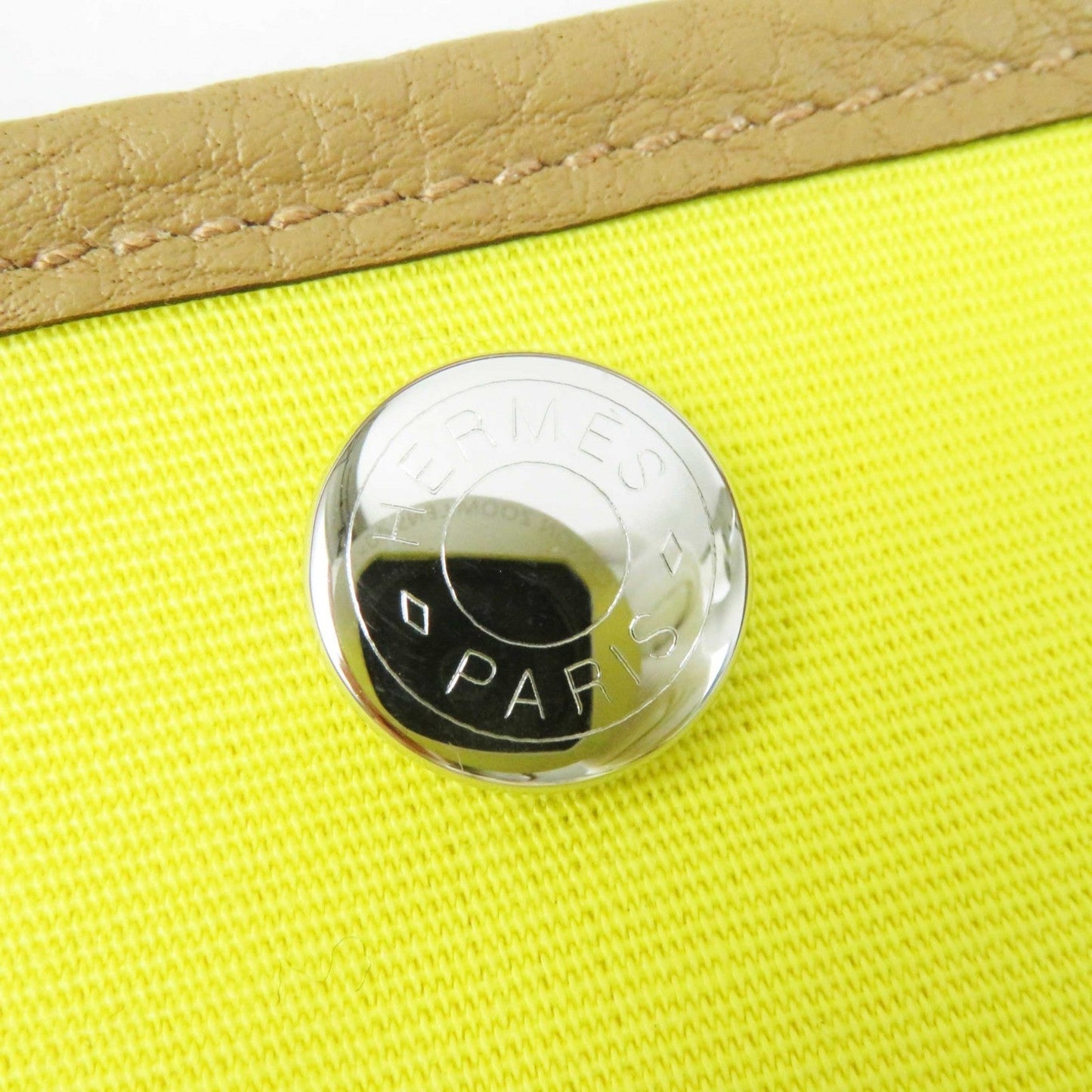HERMES Handbag Toile Officier Negonda Lime Biscuit Garden party TPM 30