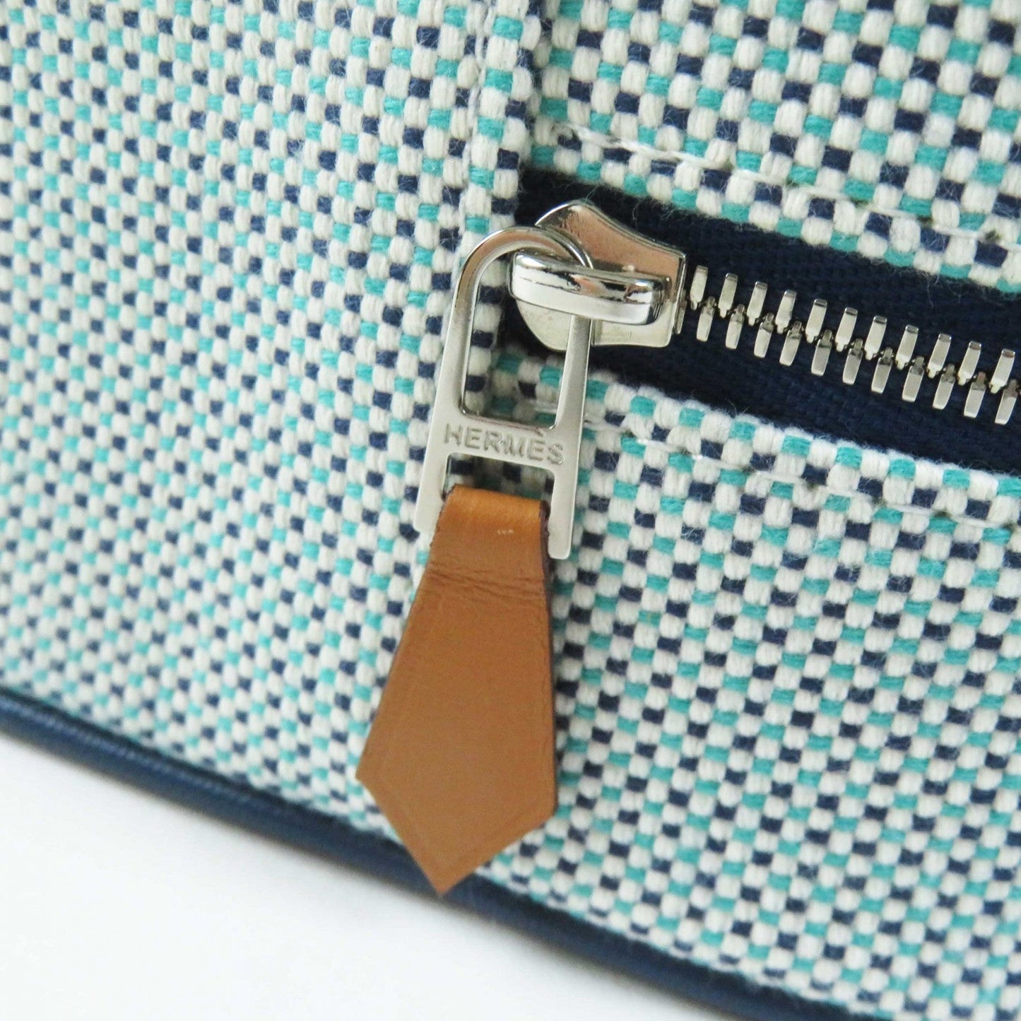 HERMES Cosmetics Pouch cotton Blue type ESCALE TROUSSE TOILE H Escal