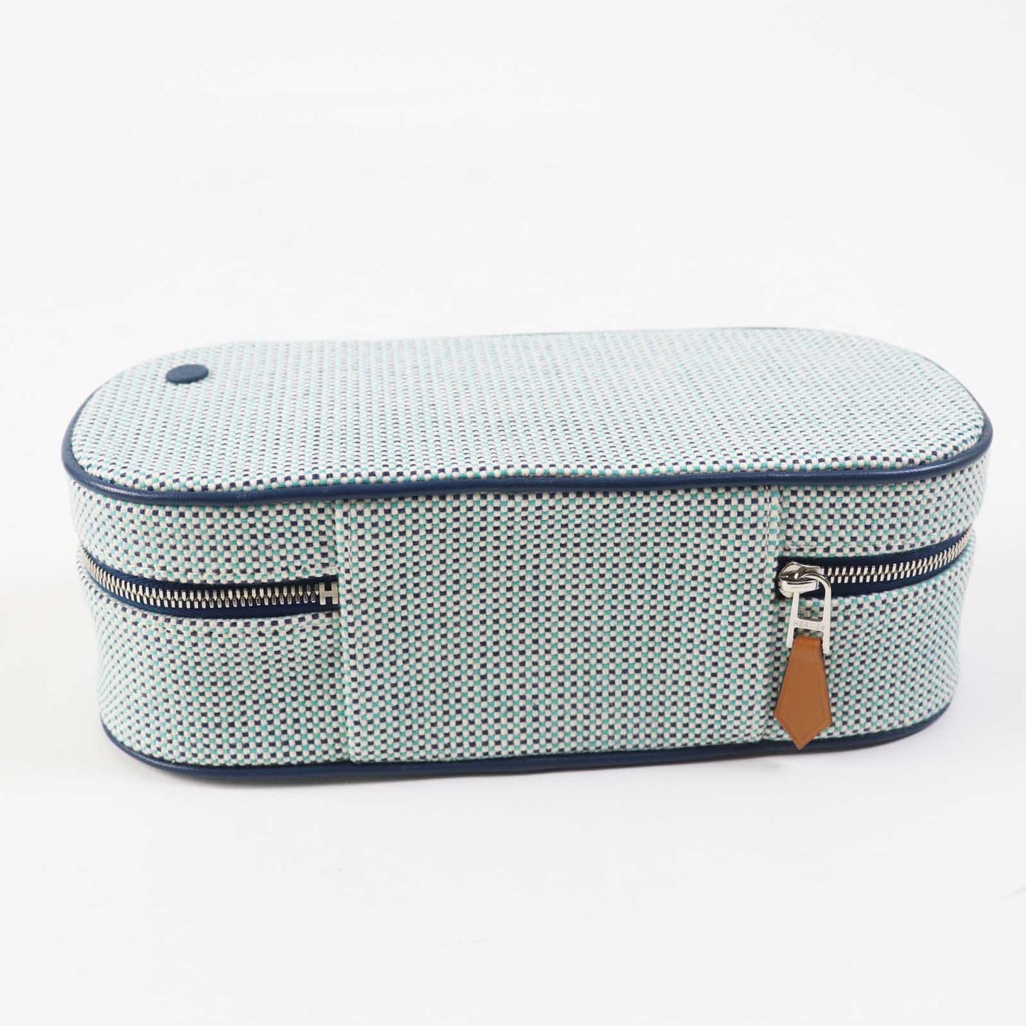 HERMES Cosmetics Pouch cotton Blue type ESCALE TROUSSE TOILE H Escal