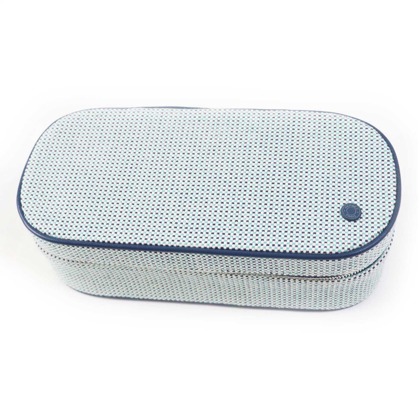 HERMES Cosmetics Pouch cotton Blue type ESCALE TROUSSE TOILE H Escal