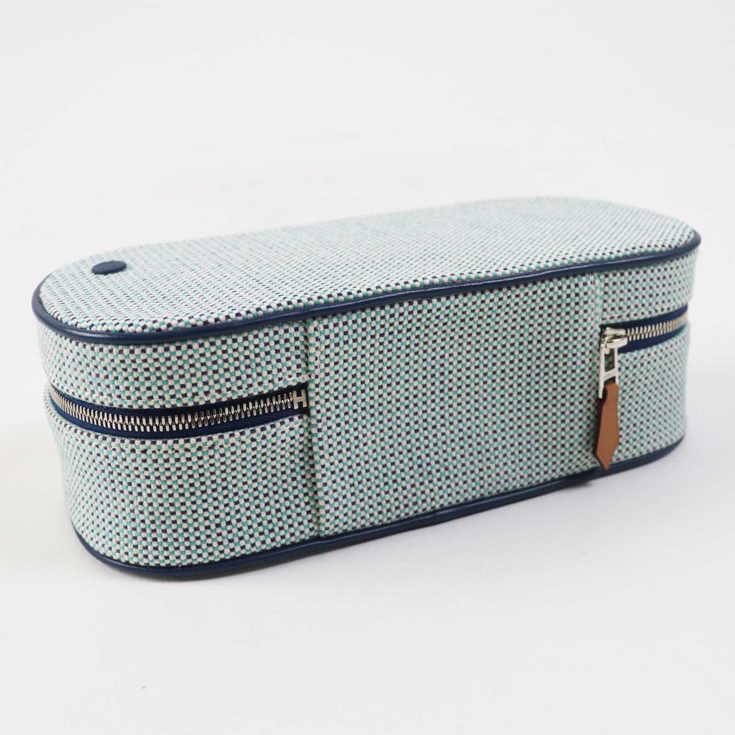 HERMES Cosmetics Pouch cotton Blue type ESCALE TROUSSE TOILE H Escal