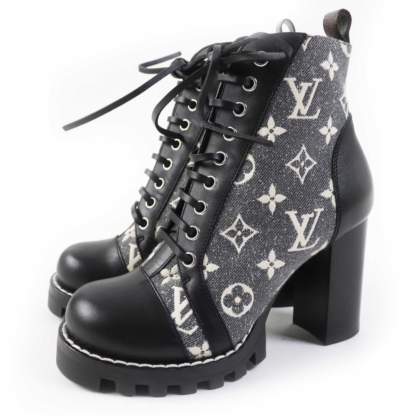 LOUIS VUITTON Ankle boots 1AB2XR leather Black Gray type Star trail line 36