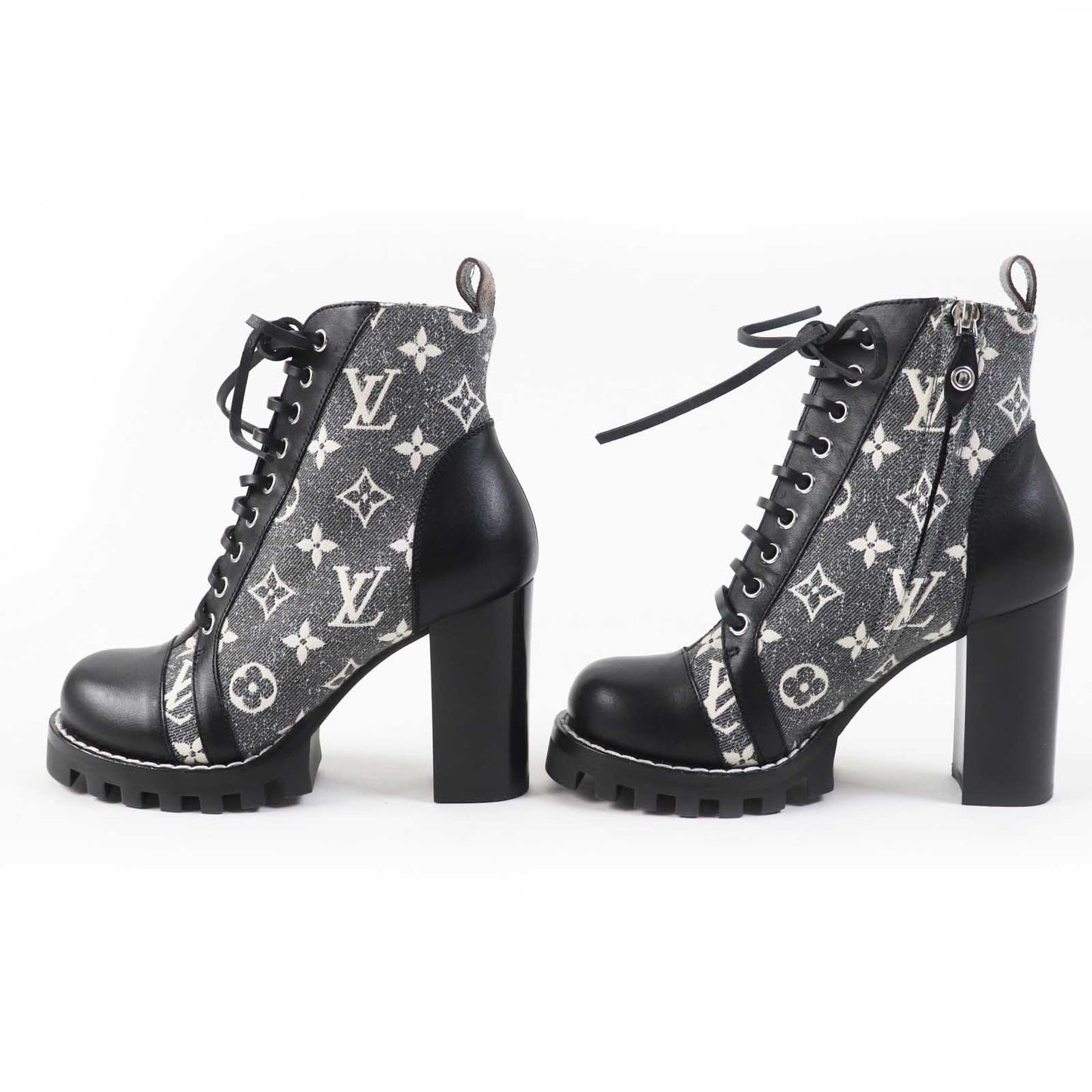 LOUIS VUITTON Ankle boots 1AB2XR leather Black Gray type Star trail line 36