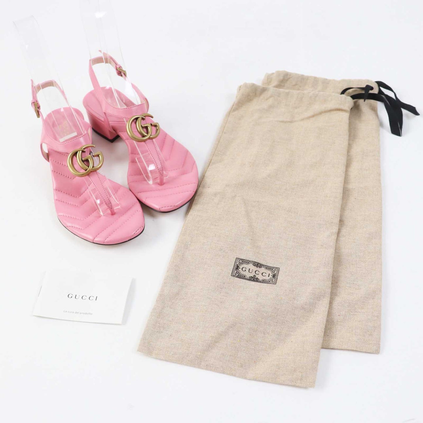 GUCCI Sandals 674840 leather pink 34 1/2