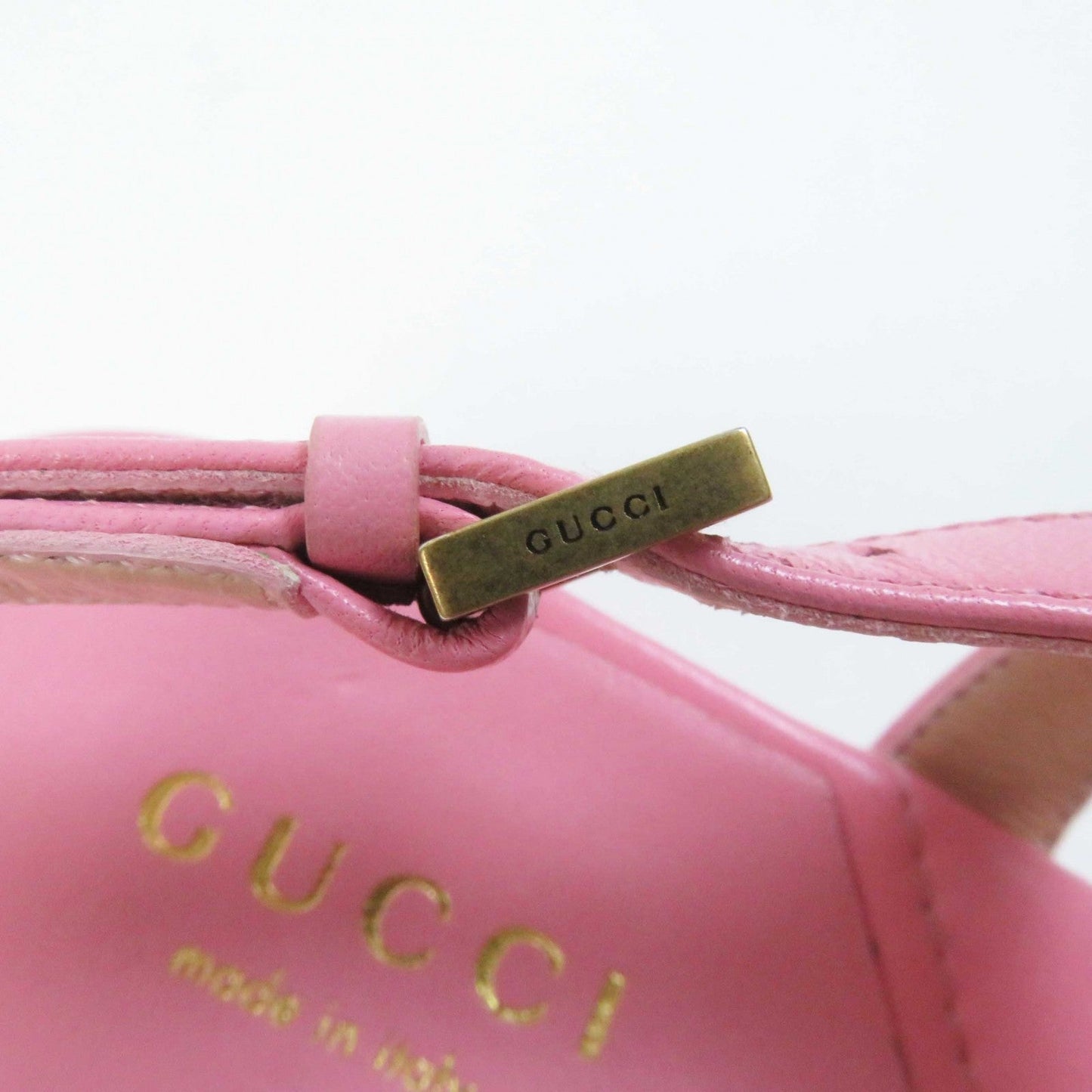 GUCCI Sandals 674840 leather pink 34 1/2