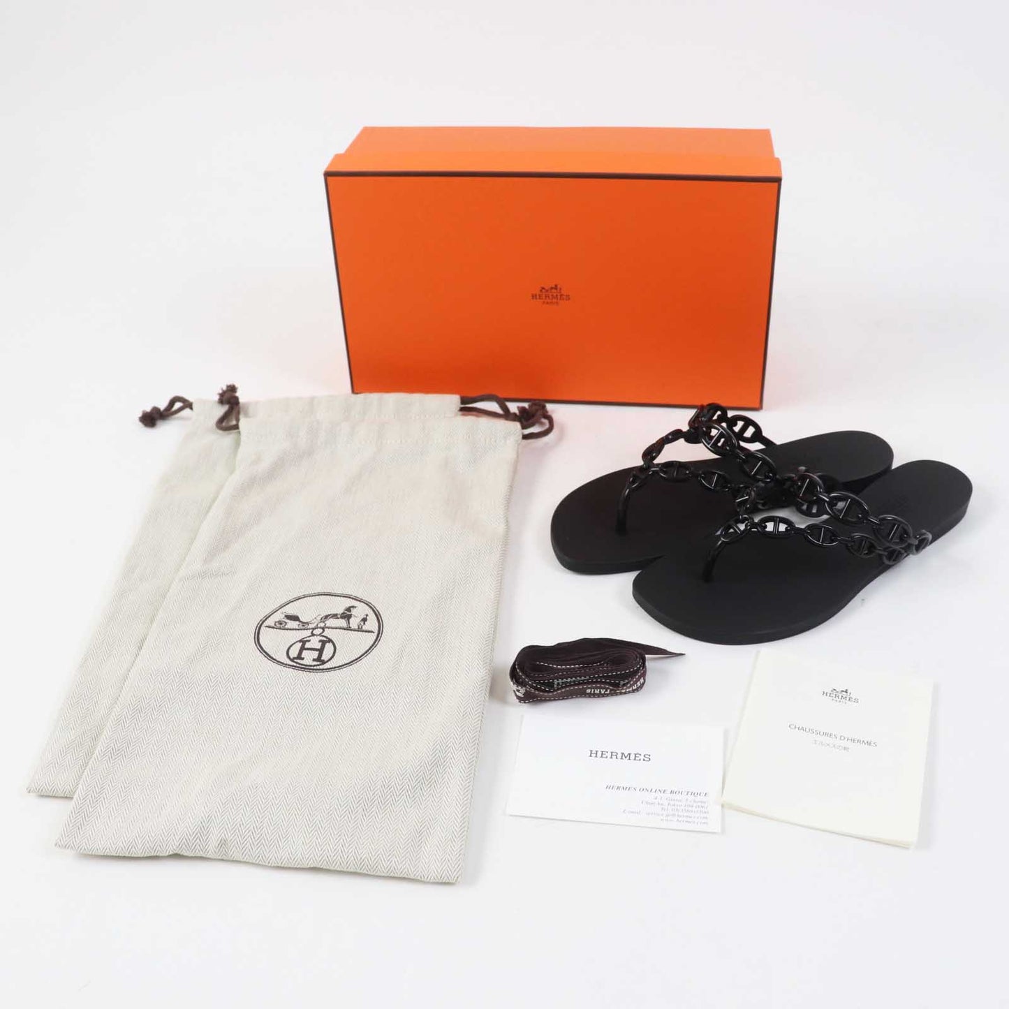 HERMES Sandals rubber black island 35