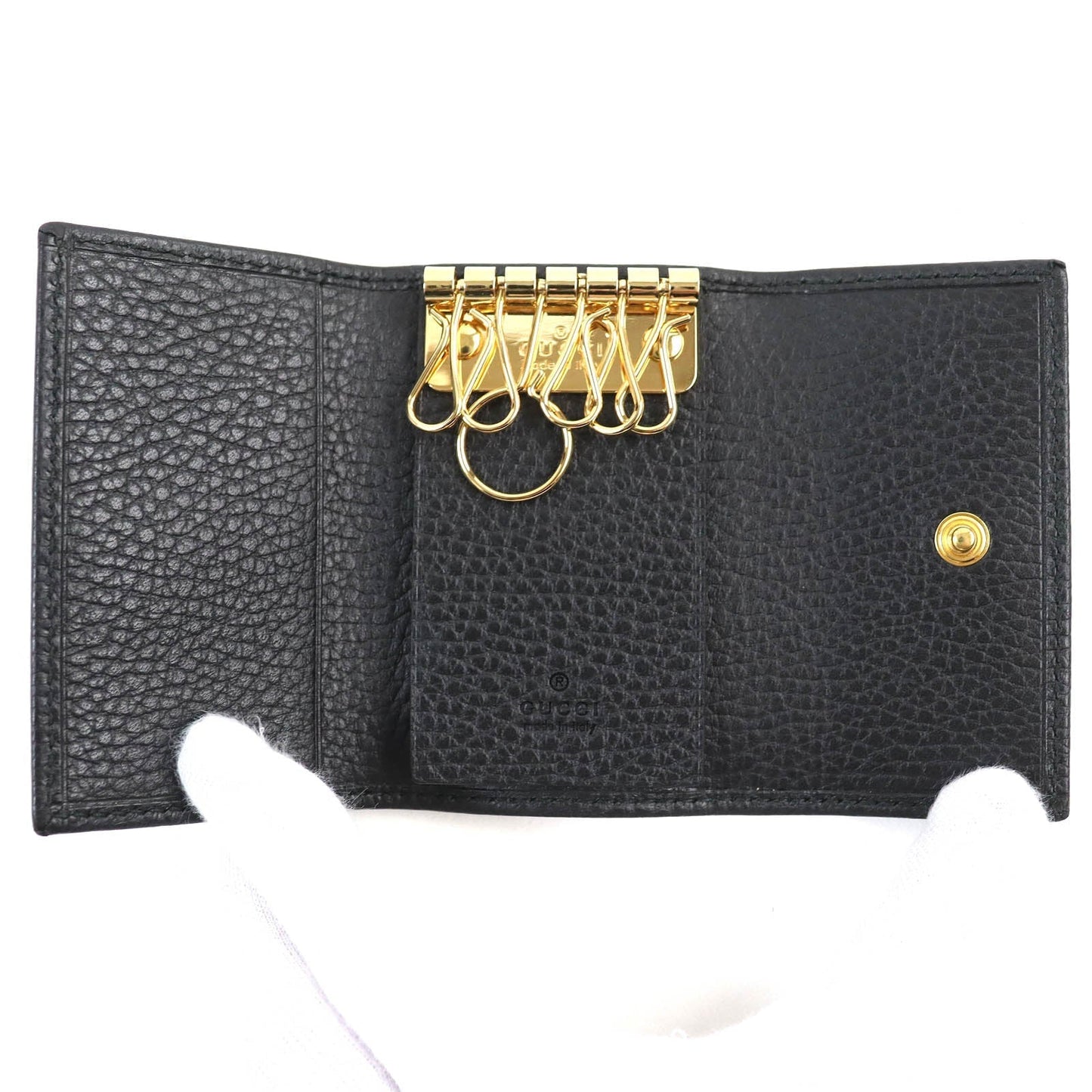 GUCCI Key case Key holder  456118 leather black