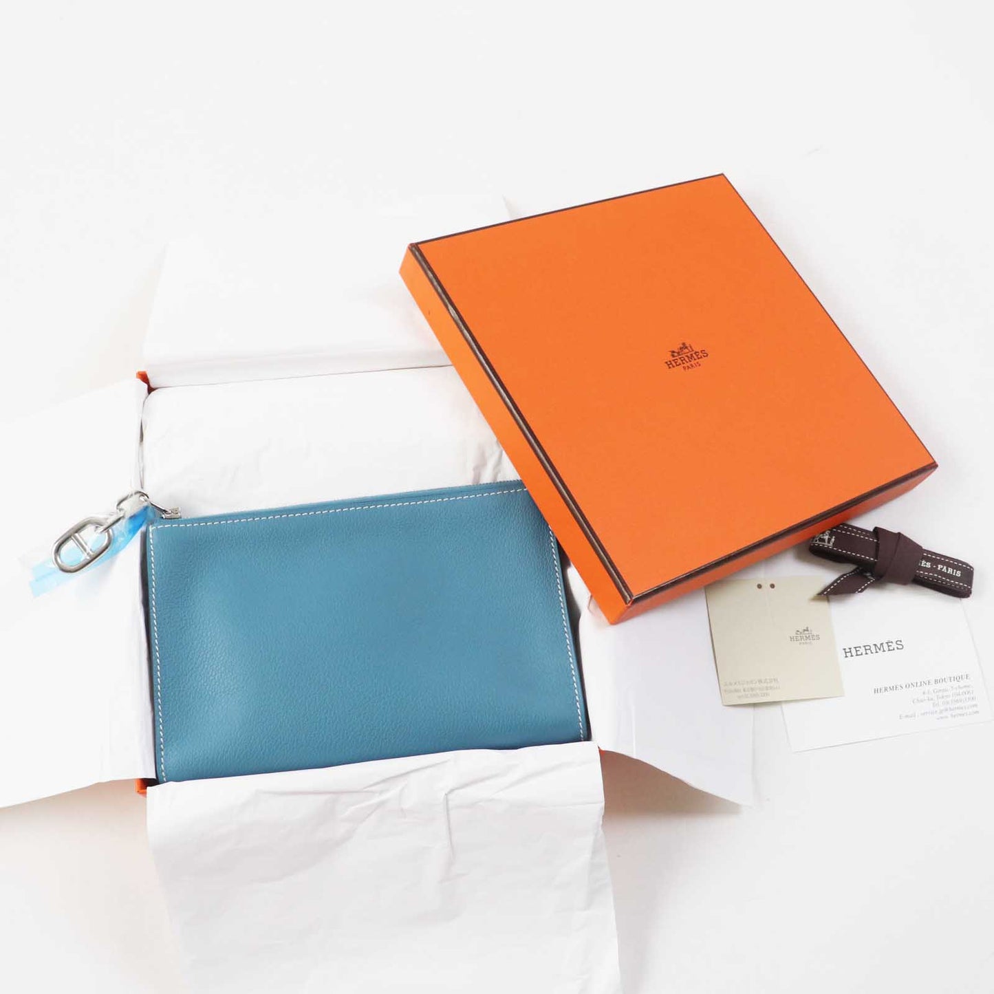 HERMES Pouch Evercolor new blue gene Zip Angor PM