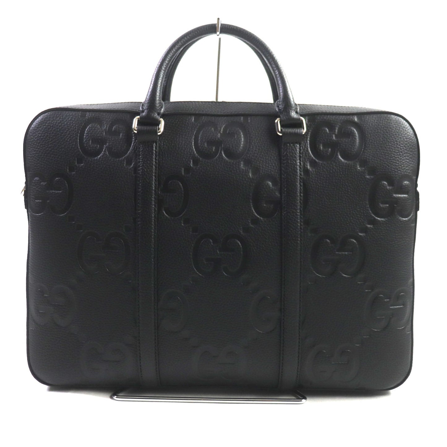 GUCCI Business bag 658573 leather black Jumbo GG