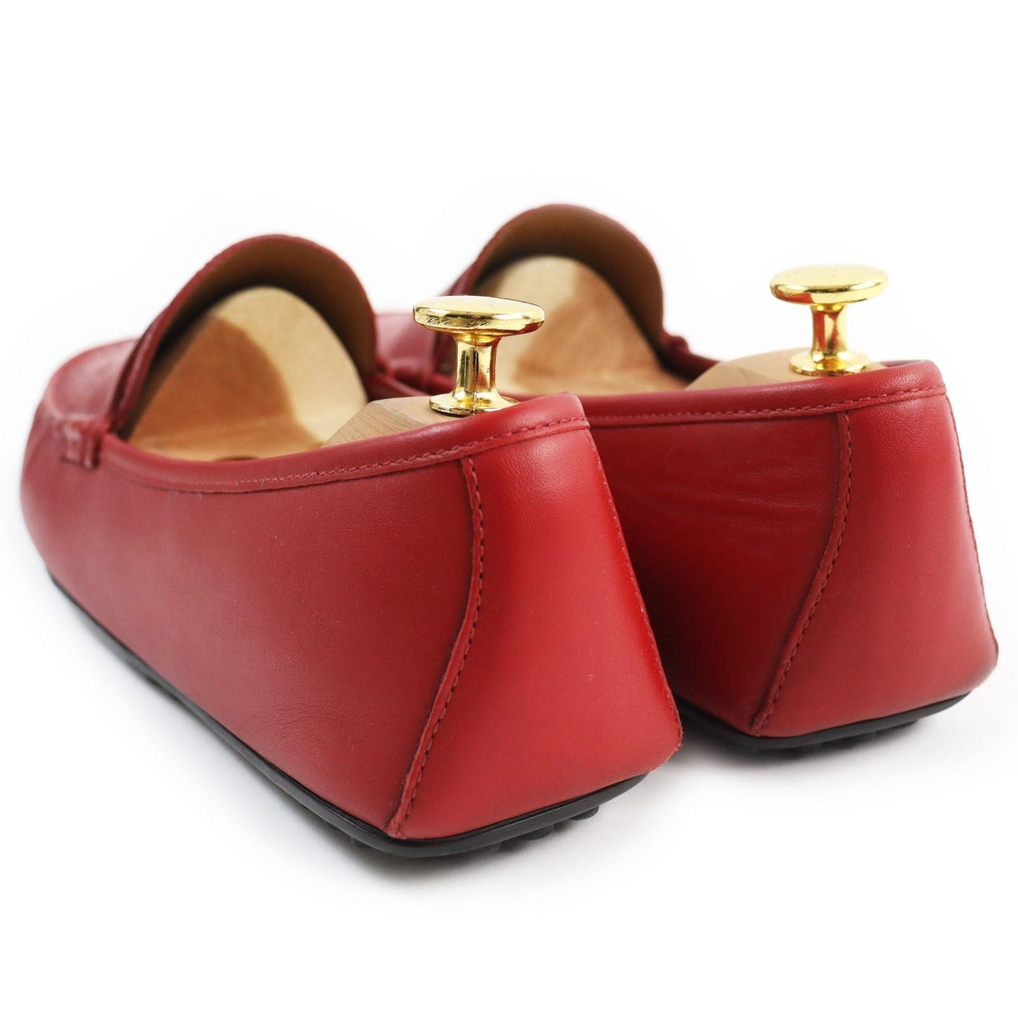 GUCCI loafers 431063 leather Red Driving shoes Guccissima GG embossed 9