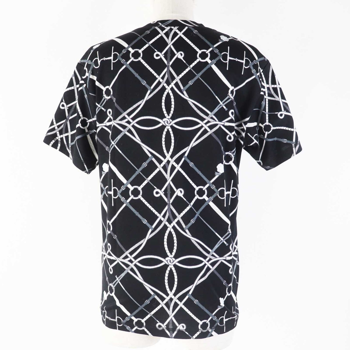 HERMES Short sleeve T-shirt cotton black PARCOURS SANS FAUTE PERFECT COURSE 34