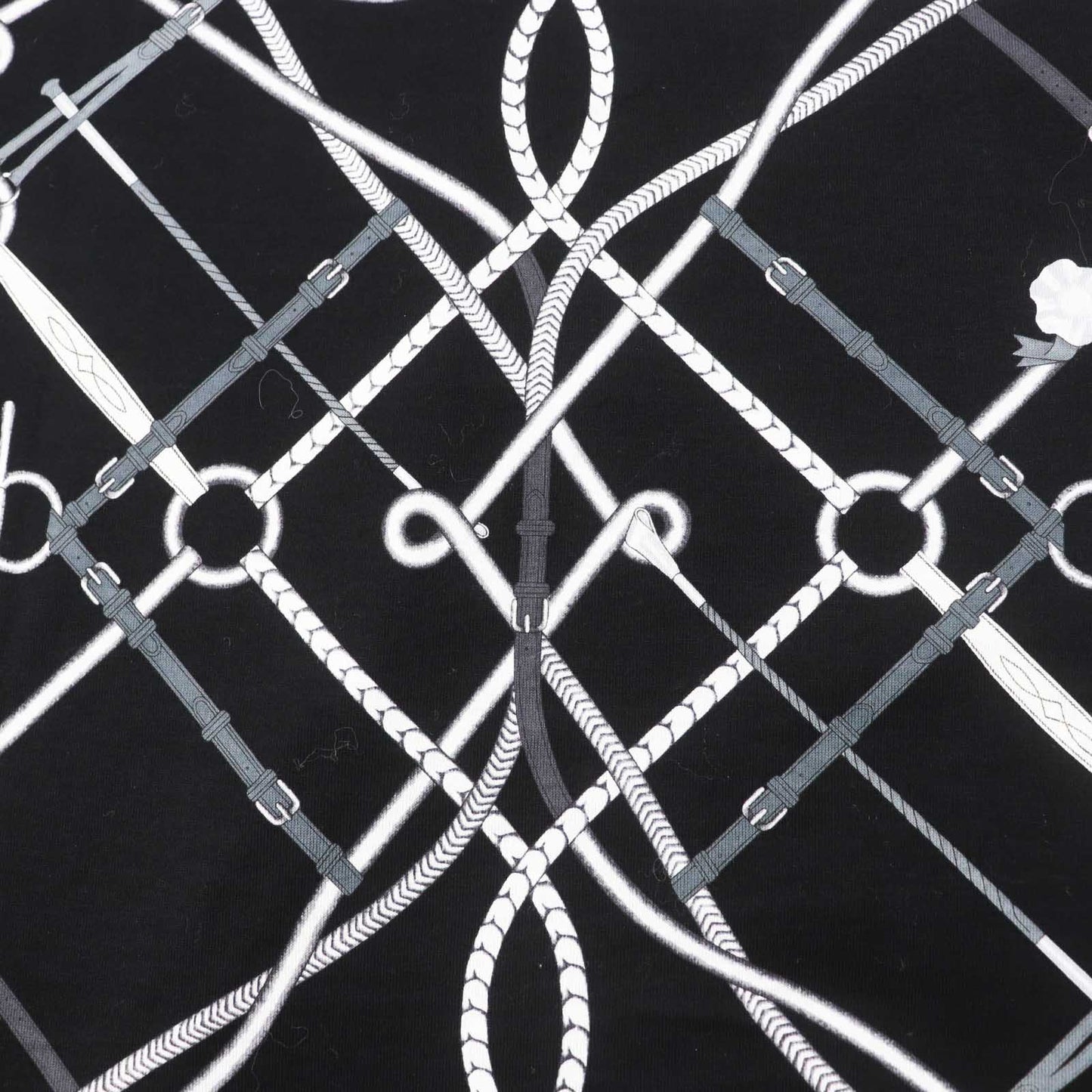 HERMES Short sleeve T-shirt cotton black PARCOURS SANS FAUTE PERFECT COURSE 34